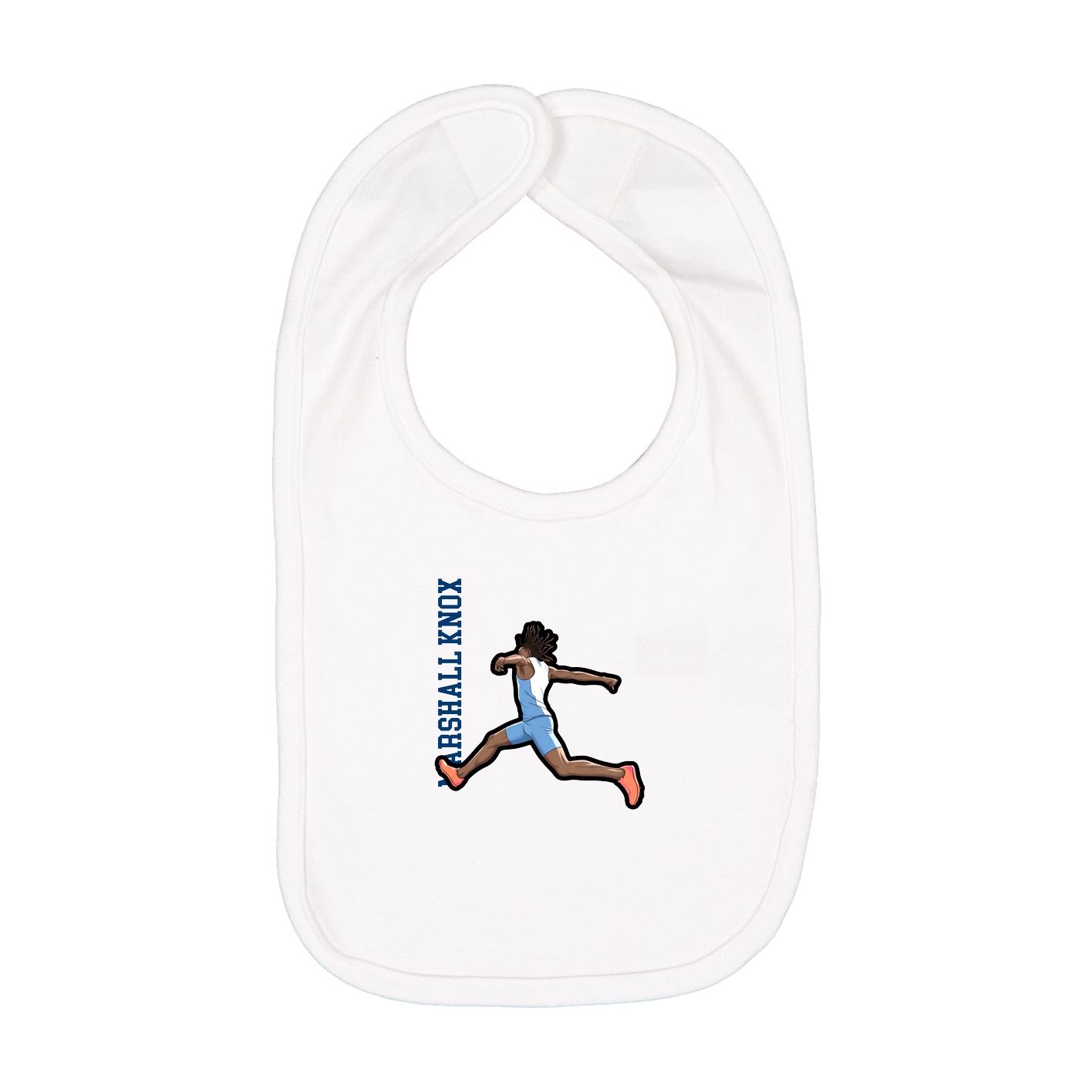 Infant Bib — Name Vertical in White