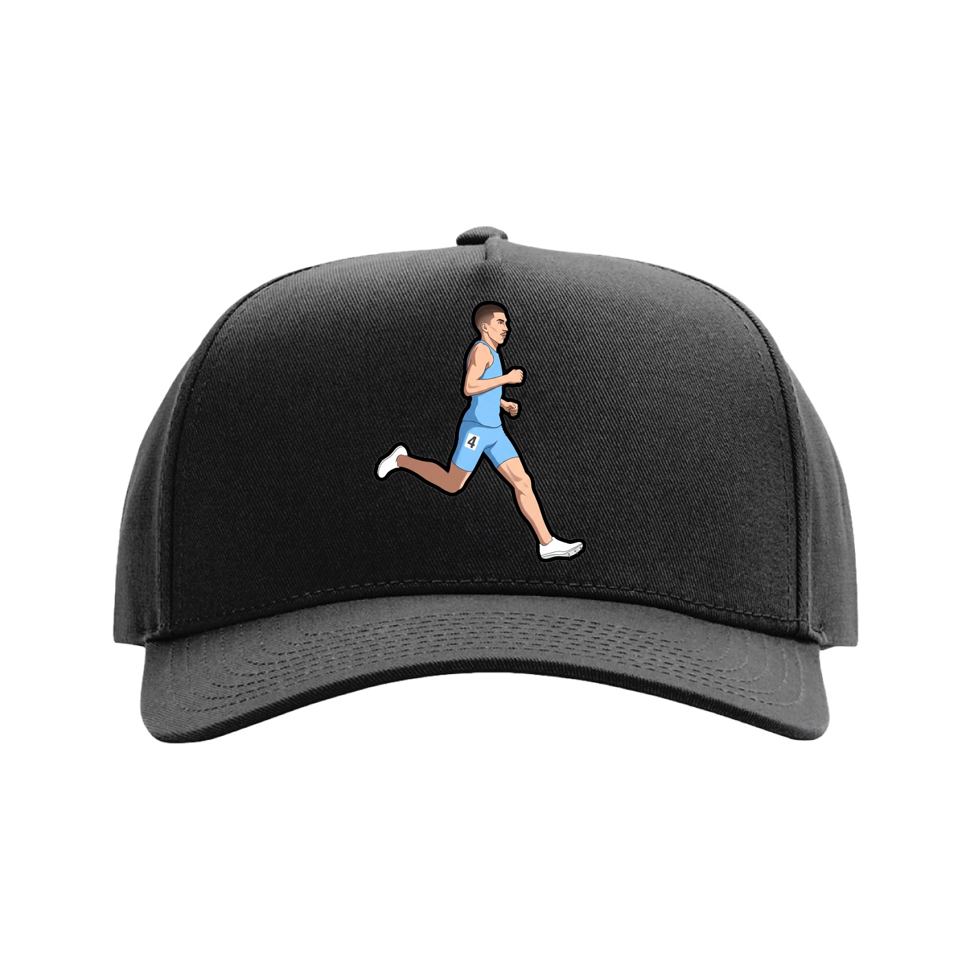 Full Fabric Five-Panel Champ Cap — Name Vertical in Black