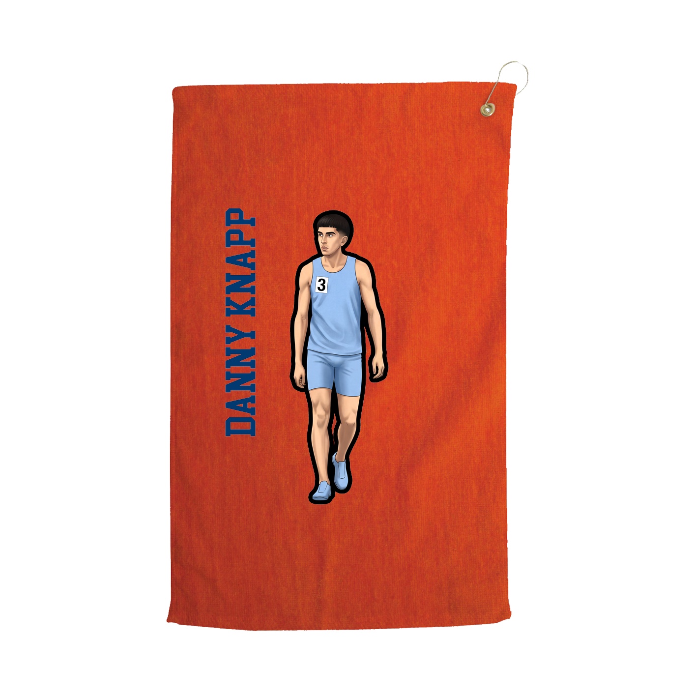Golf Towel — Name Vertical in Orange