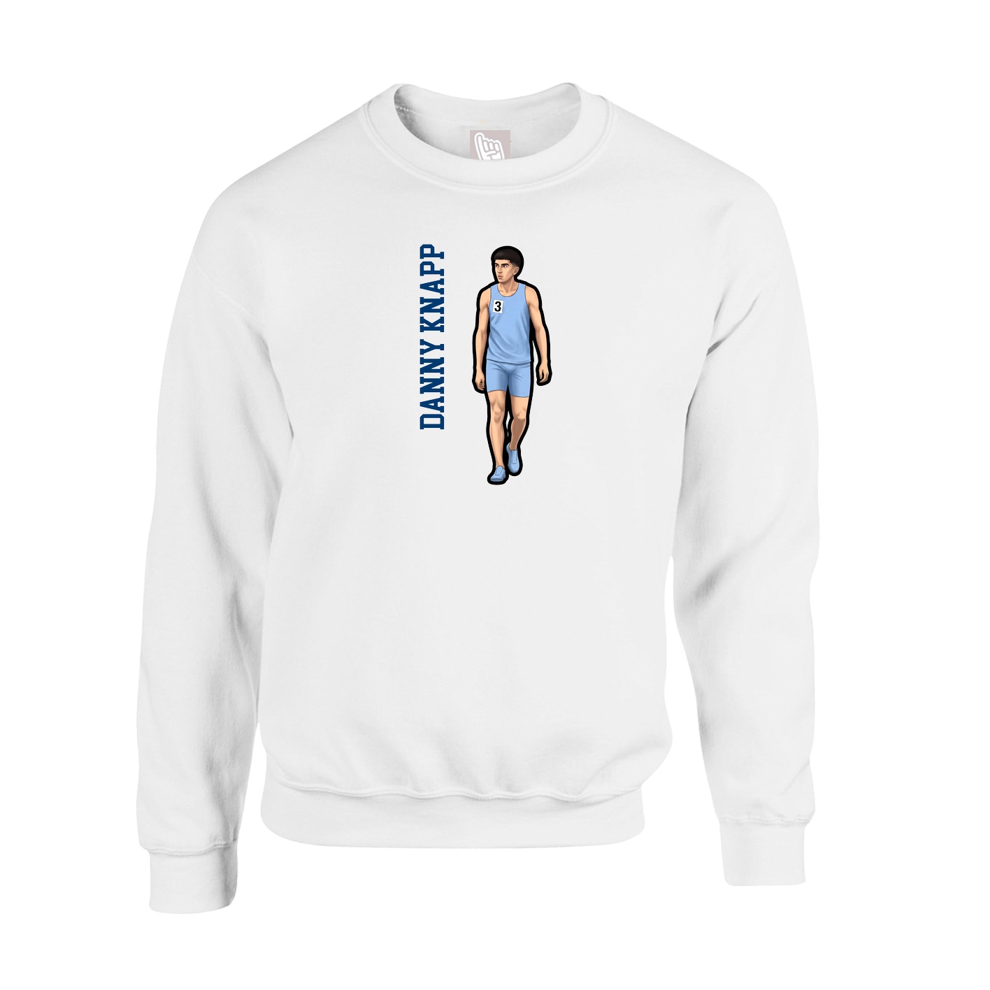 Fleece Crew — Name Vertical in White