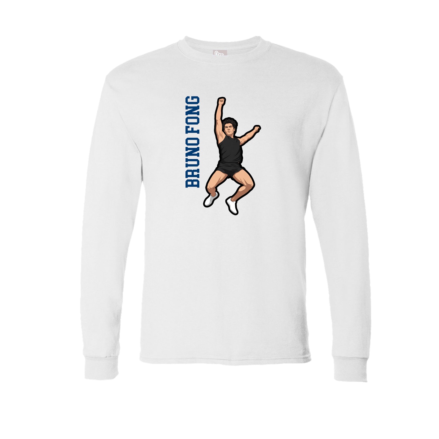 Long Sleeve Tee — Name Vertical in White