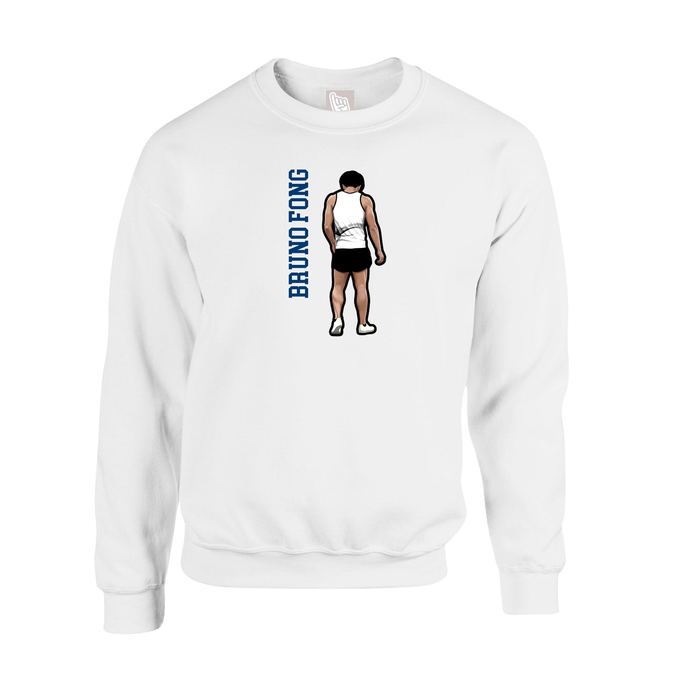Fleece Crew — Name Vertical in White