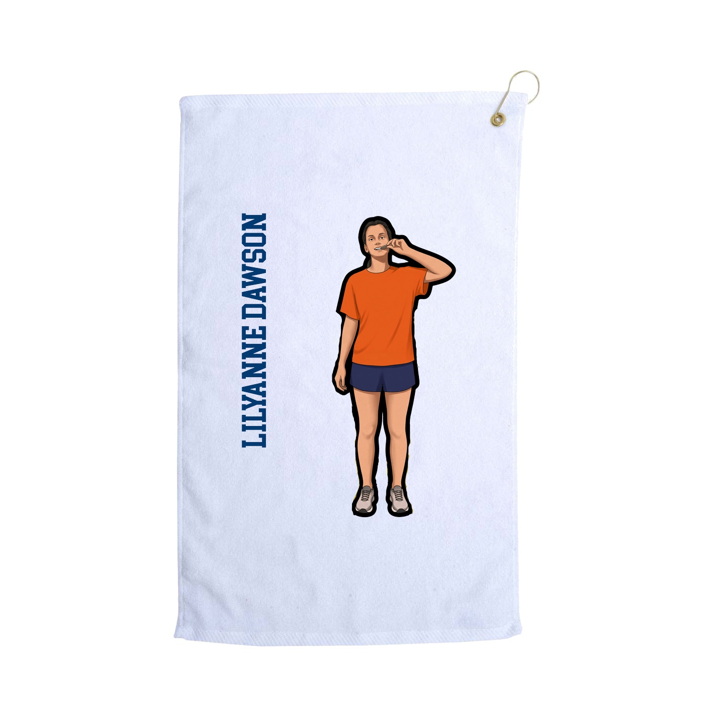 Golf Towel — Name Vertical in White