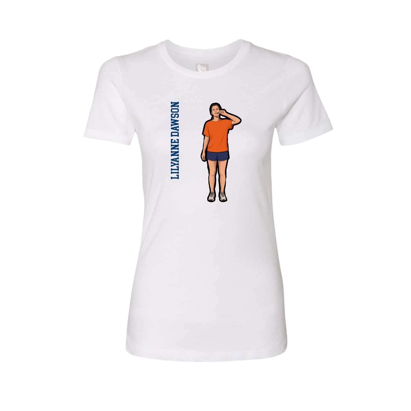 Fitted Women's Tee — Name Vertical in White