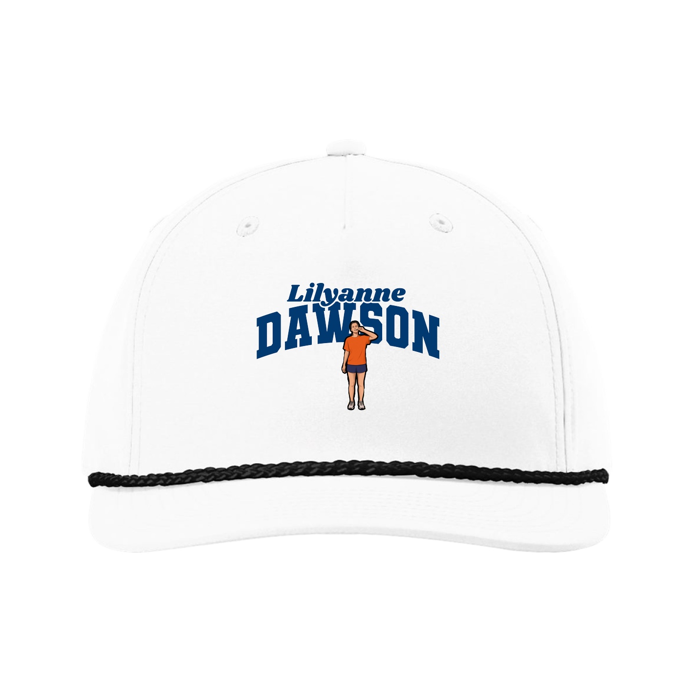 Five-Panel Classic Rope Cap — Signature Arch in White