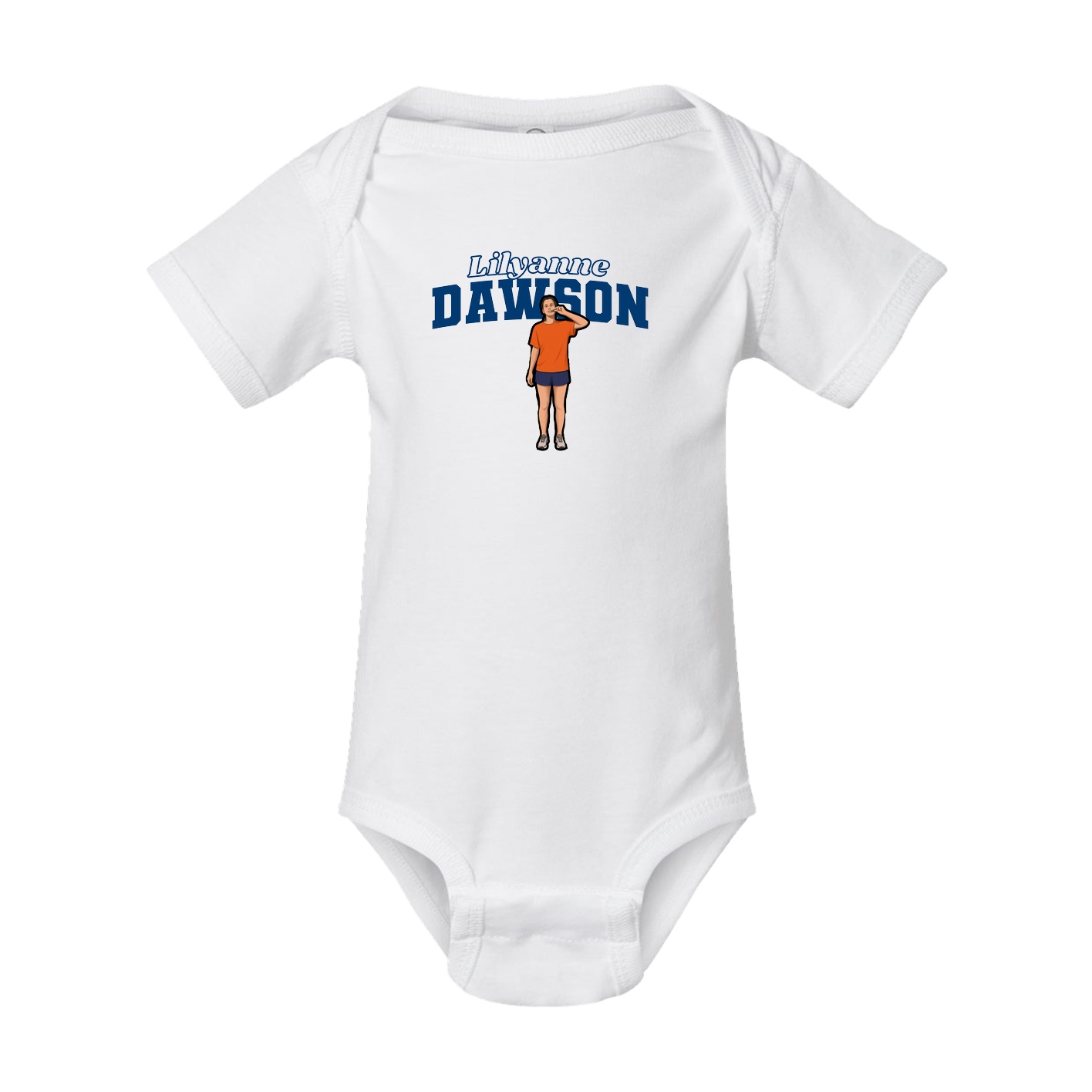 Baby Onesie — Name Arch in White