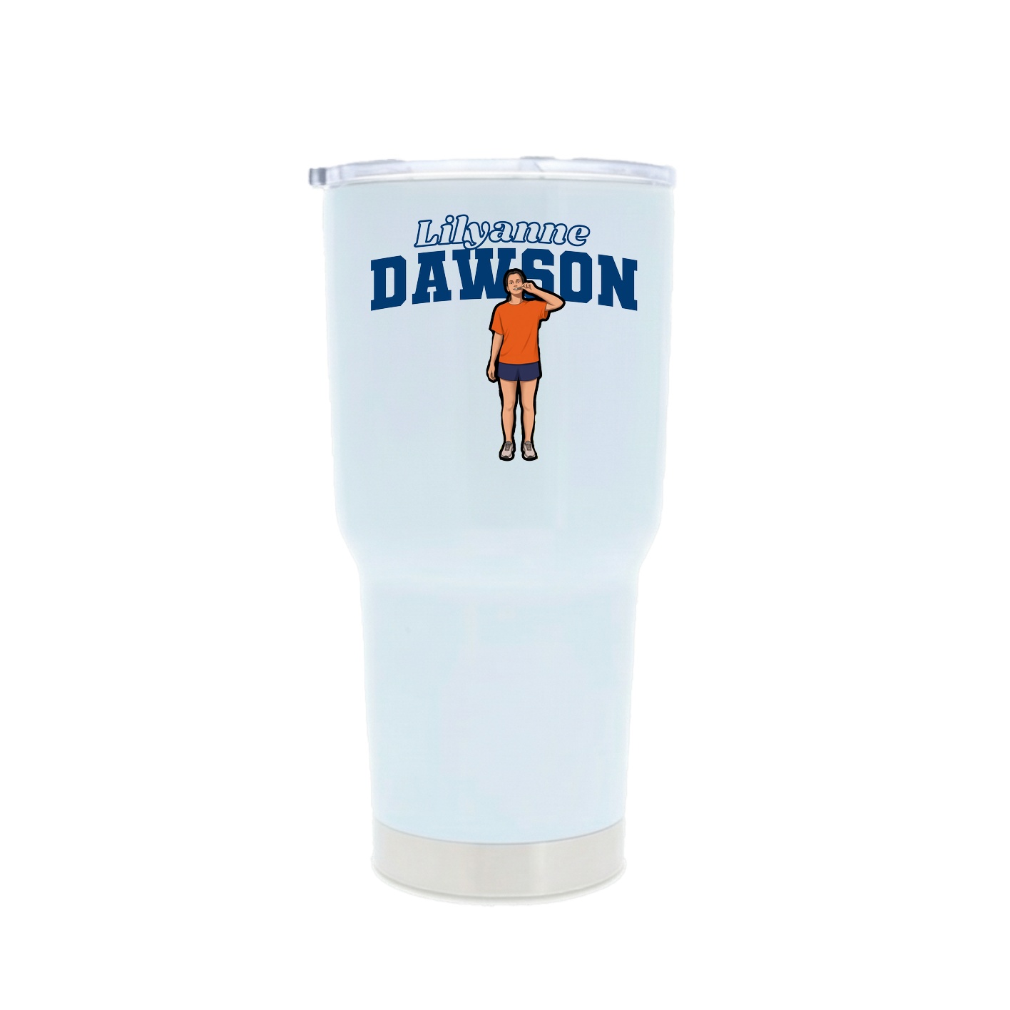 30oz Stainless Steel Tumbler — Name Arch in White