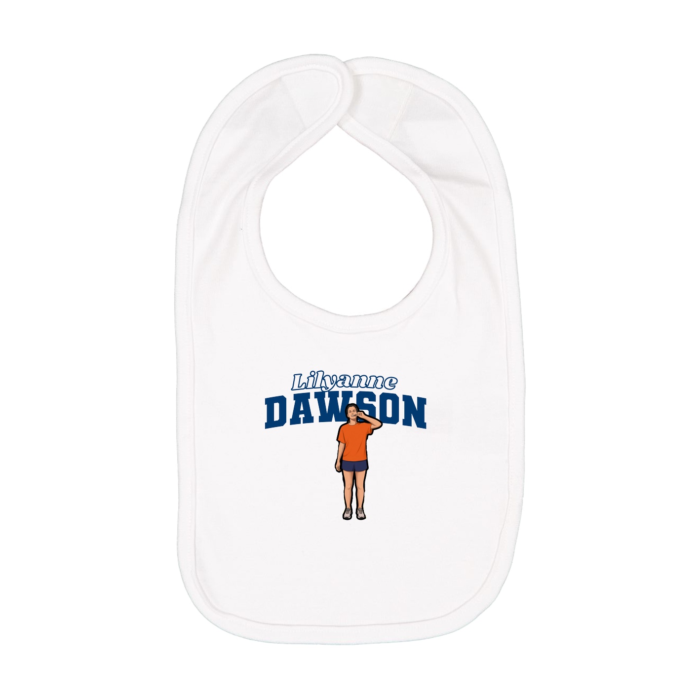Infant Bib — Name Arch in White