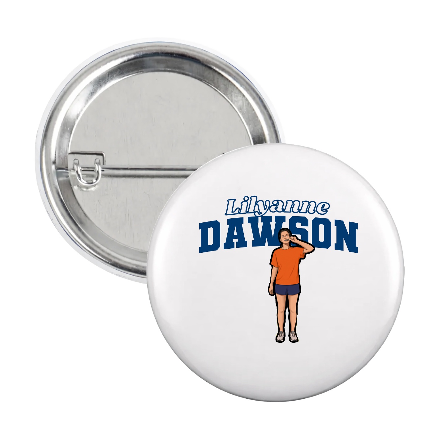 Game Day Button — Name Arch in White