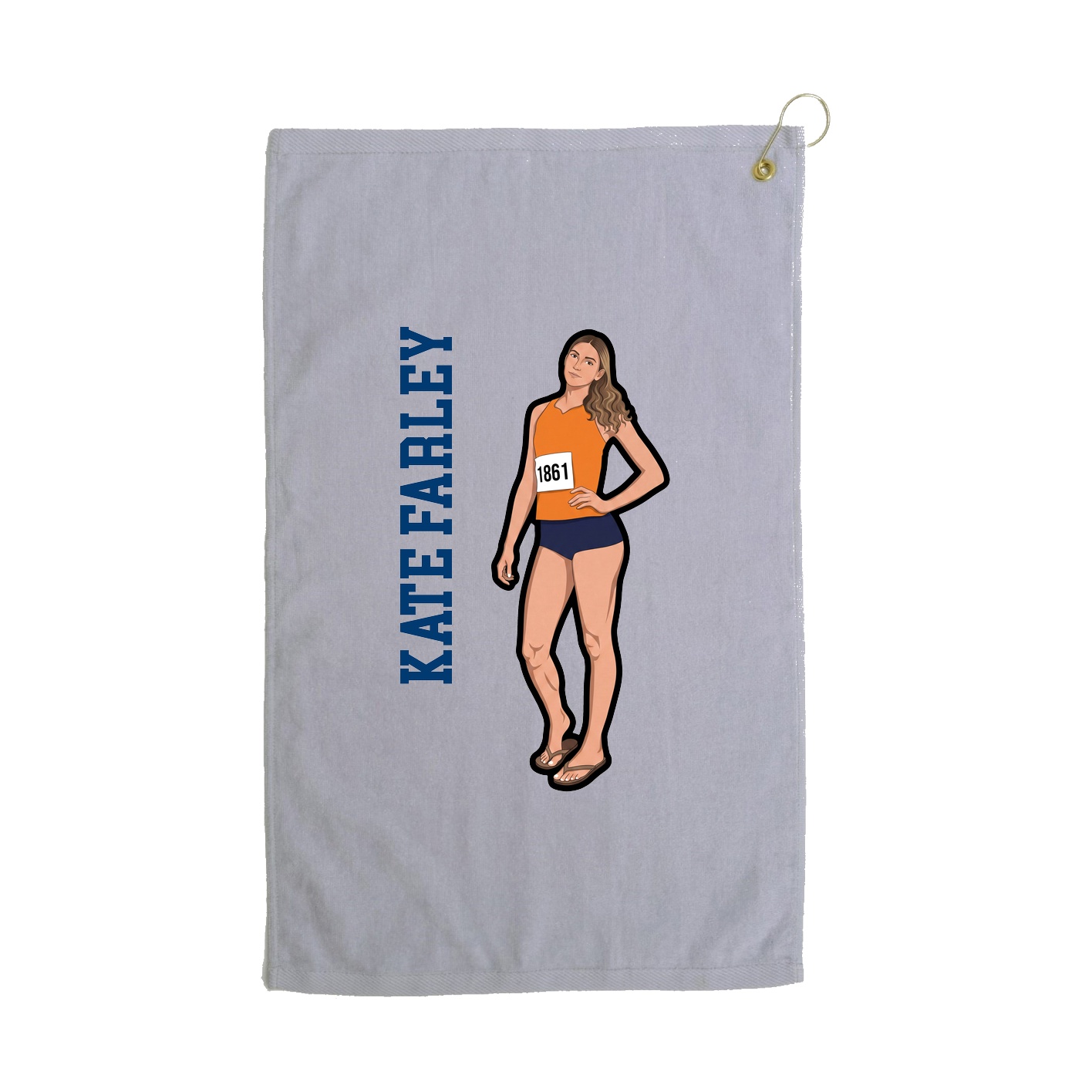 Golf Towel — Name Vertical in Grey