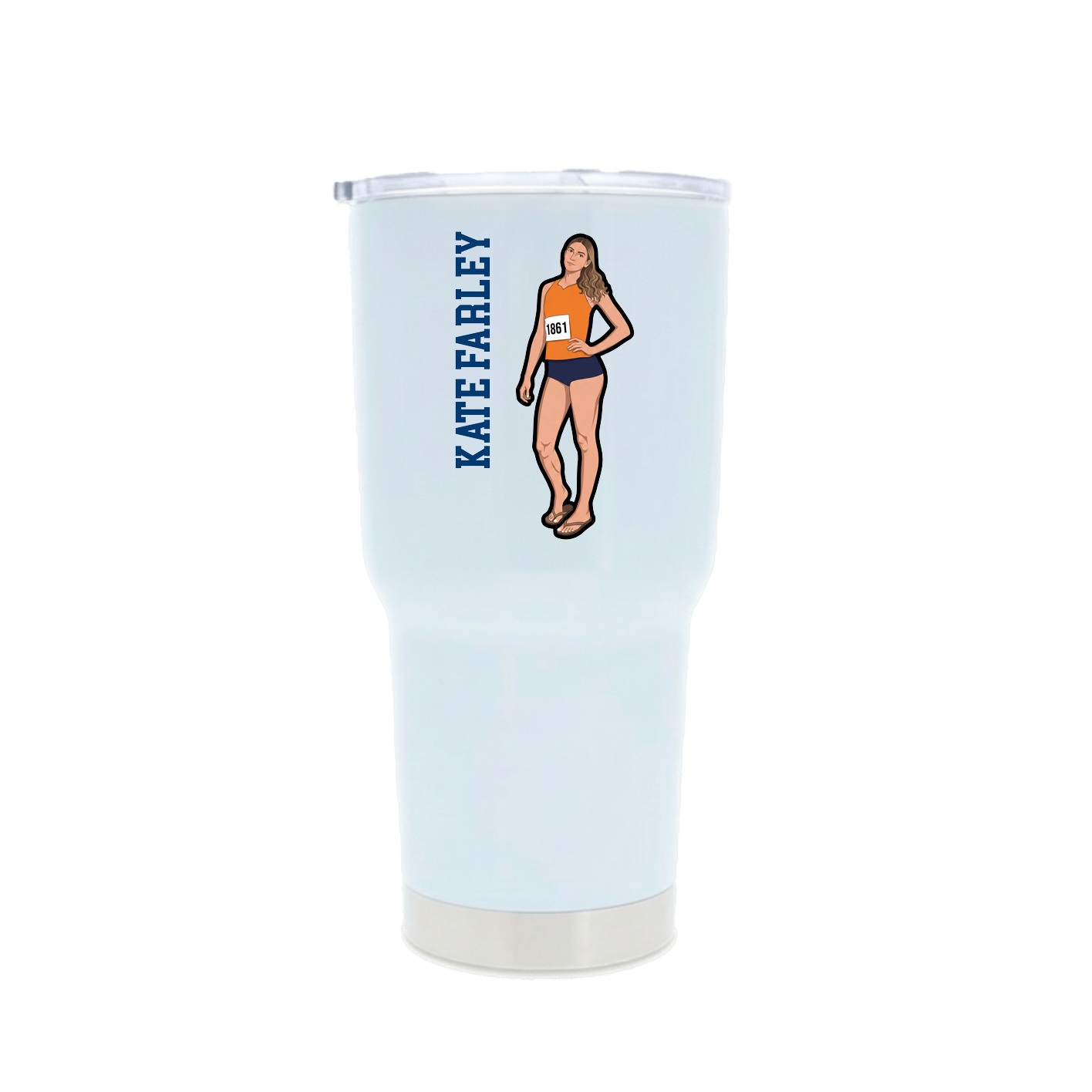30oz Stainless Steel Tumbler — Name Vertical in White