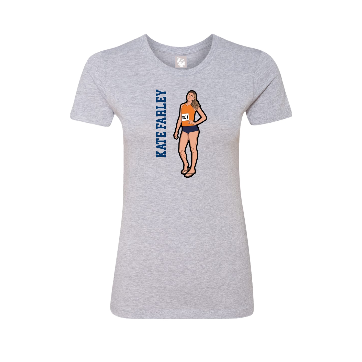 Fitted Women's Tee — Name Vertical in Grey