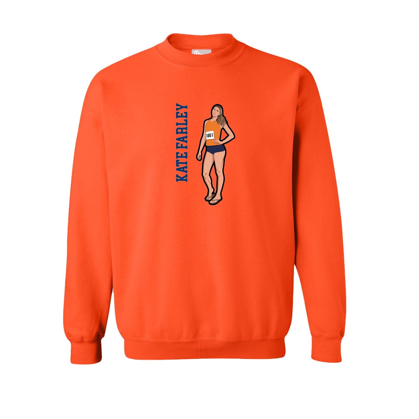 Fleece Crew — Name Vertical in Orange