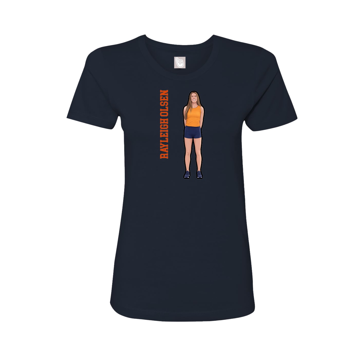 Fitted Women's Tee — Name Vertical in Navy