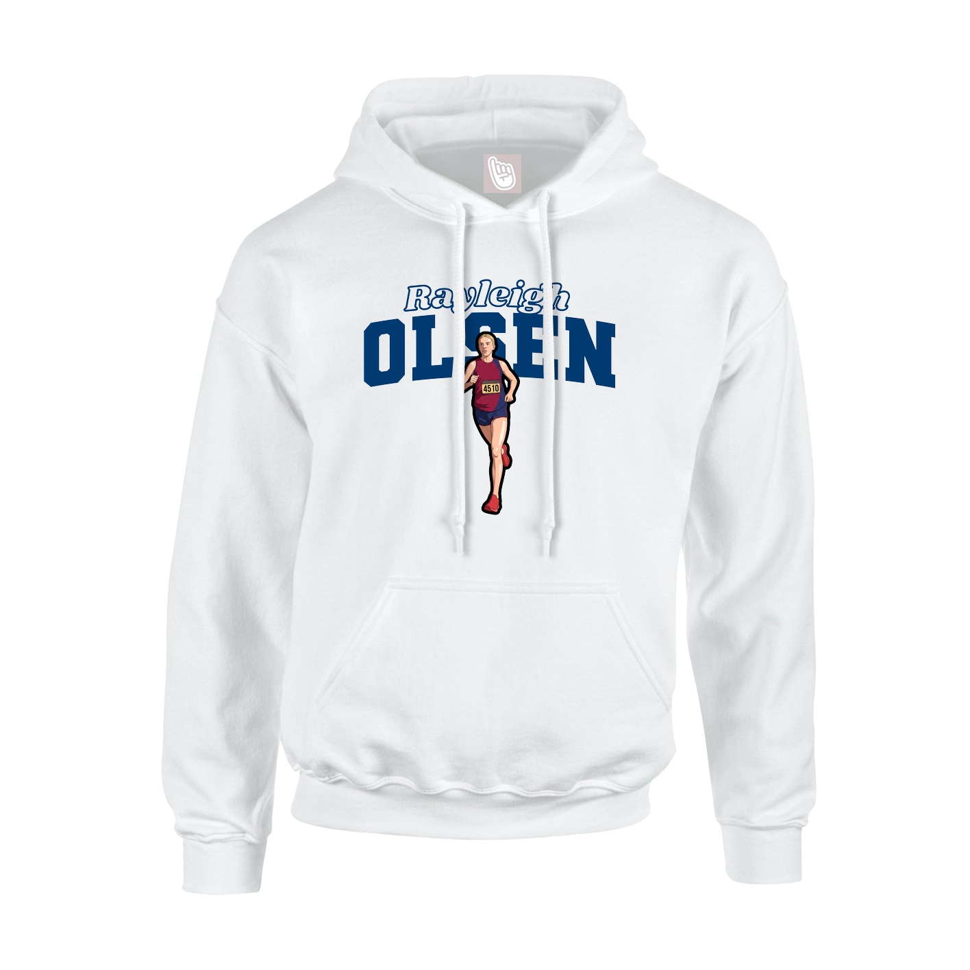 Youth Hoodie — Name Arch in White