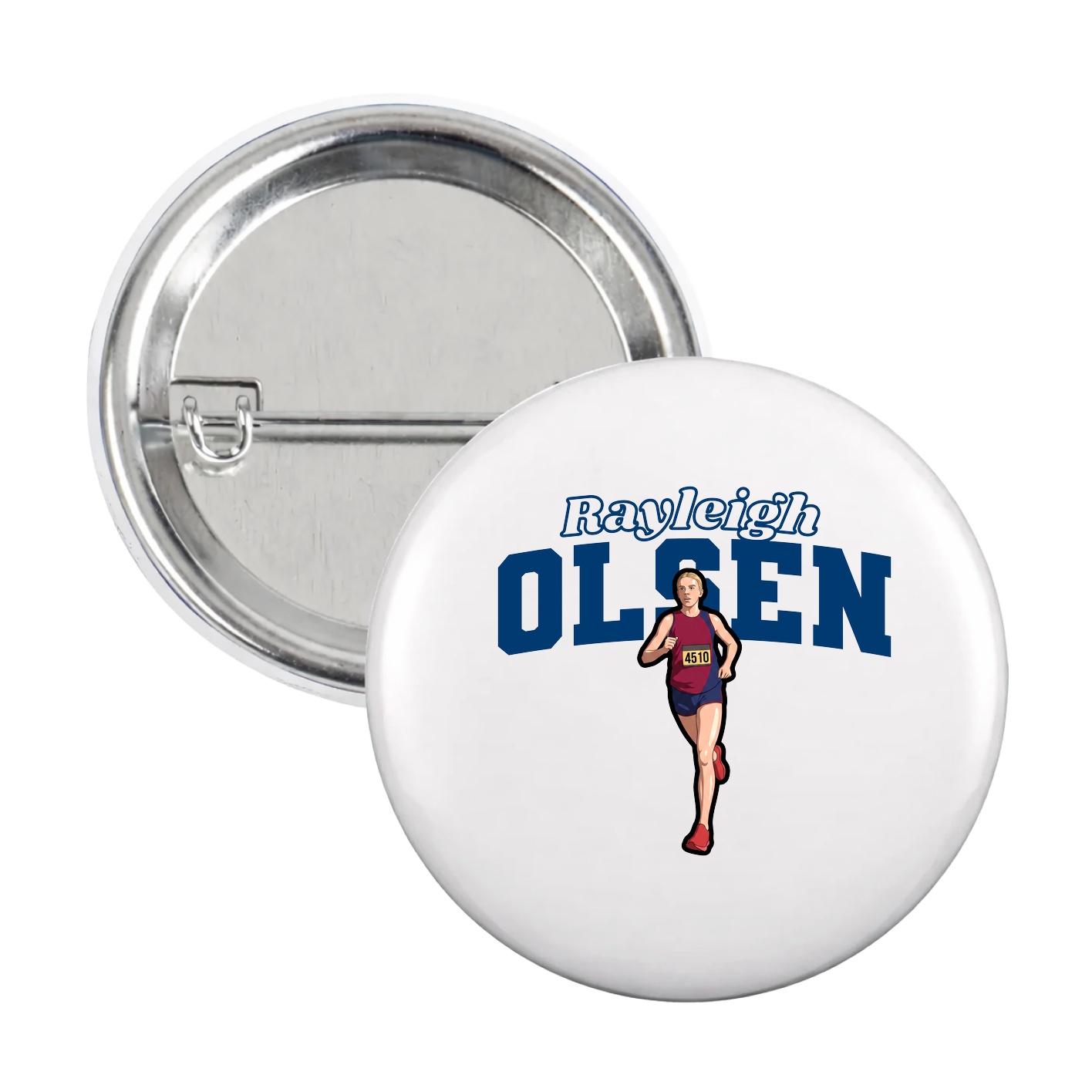 Game Day Button — Name Arch in White