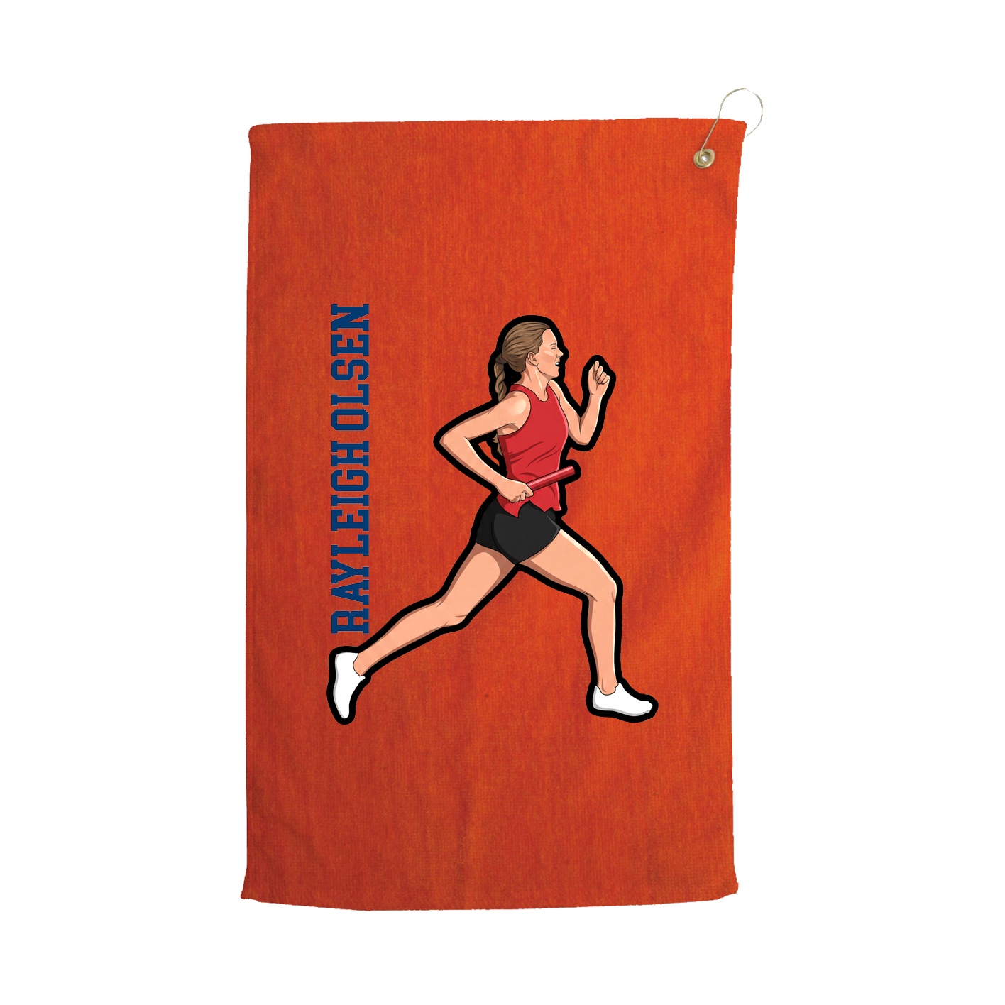 Golf Towel — Name Vertical in Orange