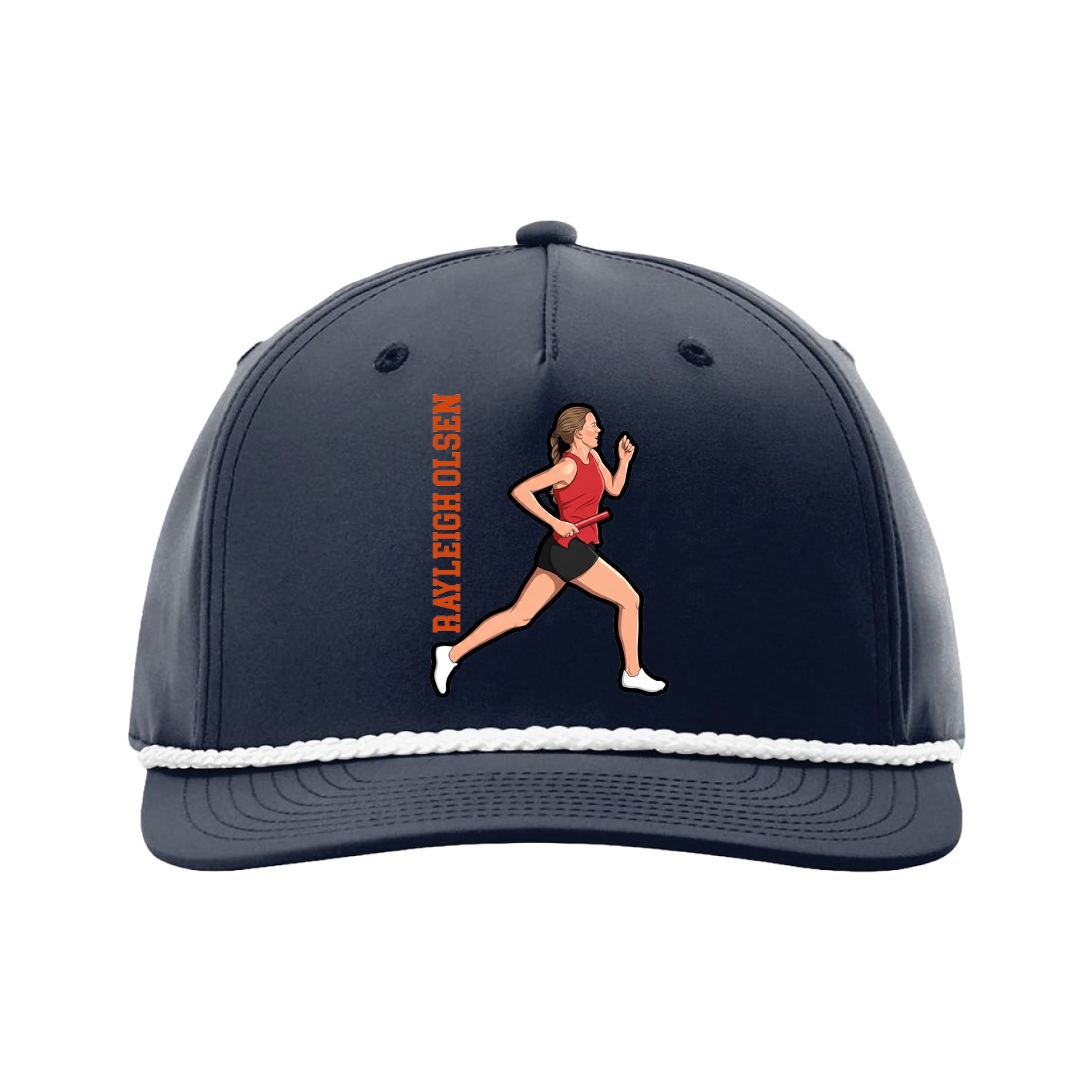 Five-Panel Classic Rope Cap — Name Vertical in Navy
