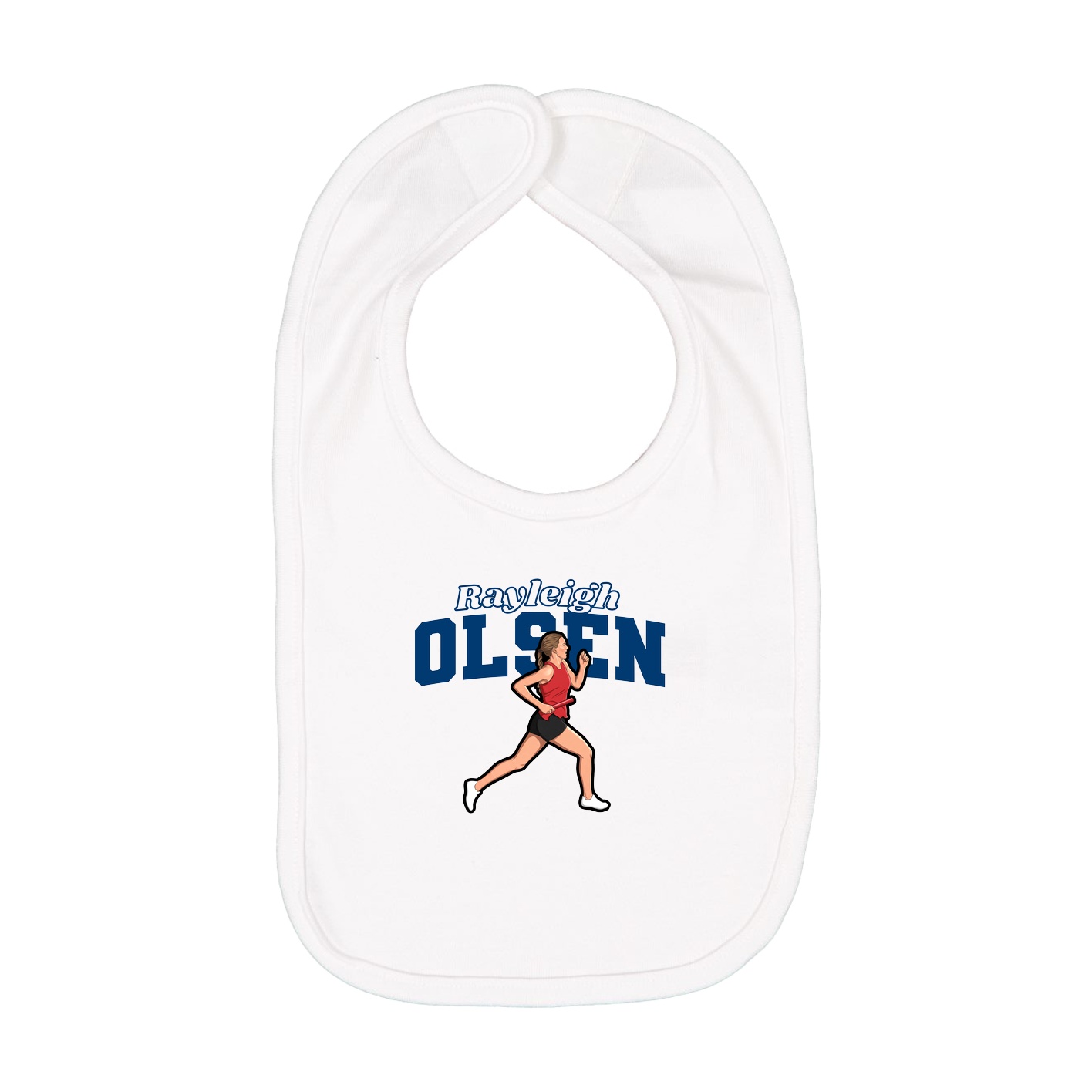 Infant Bib — Name Arch in White
