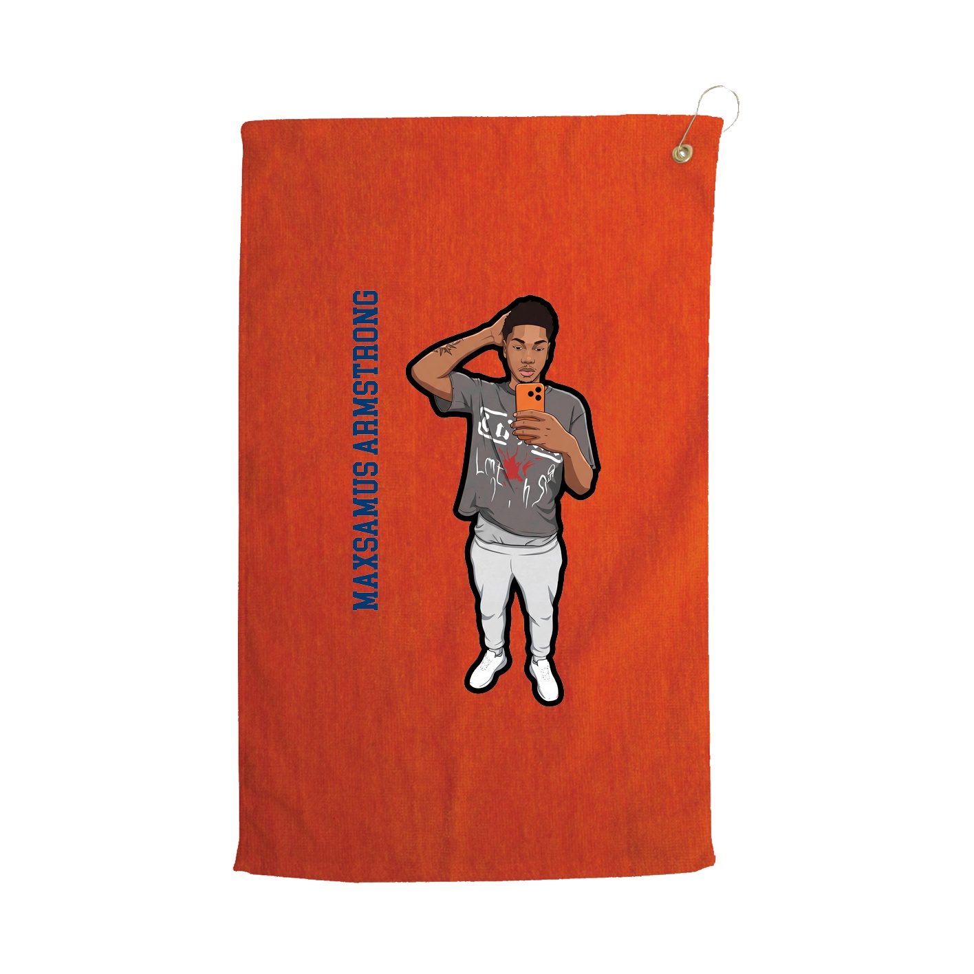 Golf Towel — Name Vertical in Orange