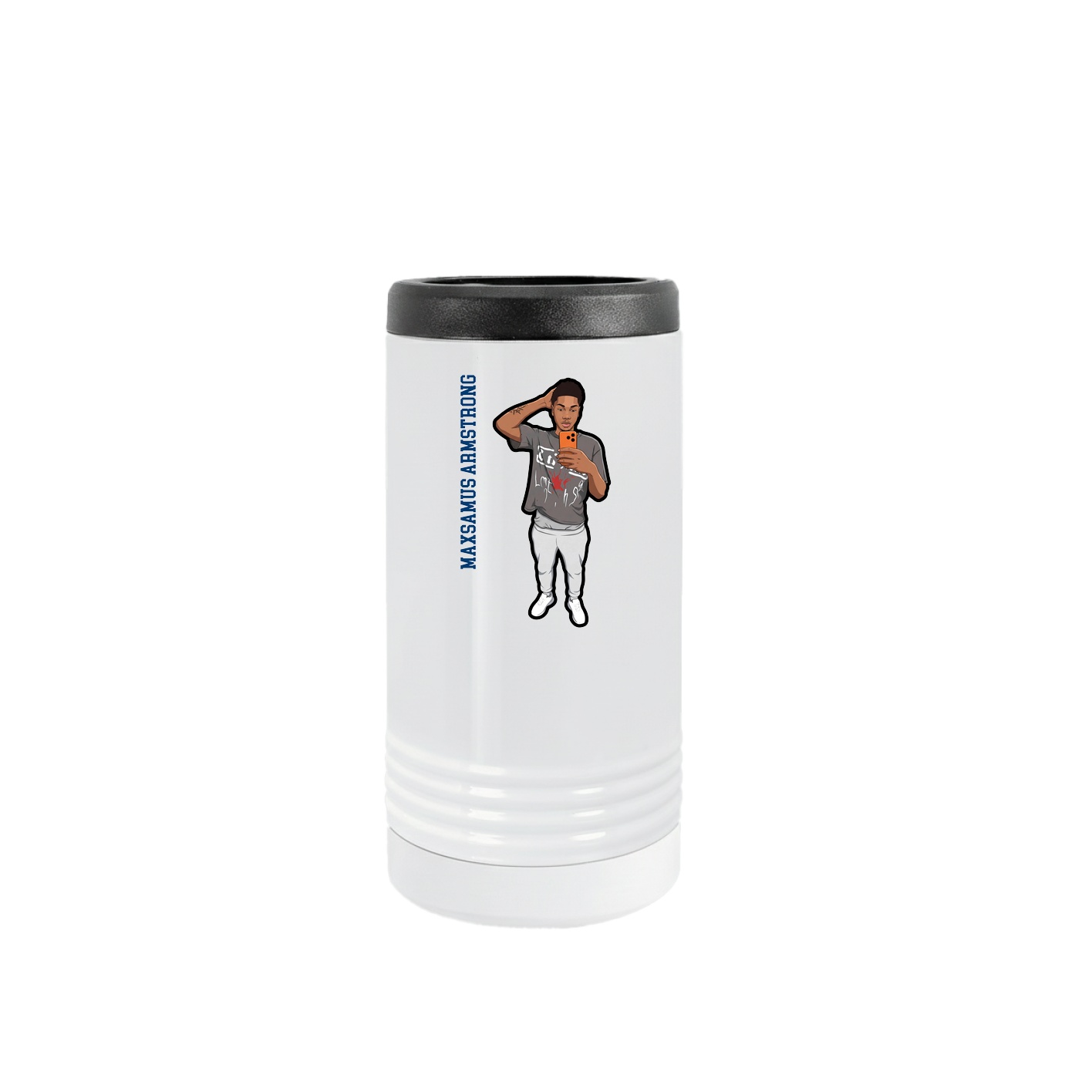 Slim Beverage Holder — Name Vertical in White