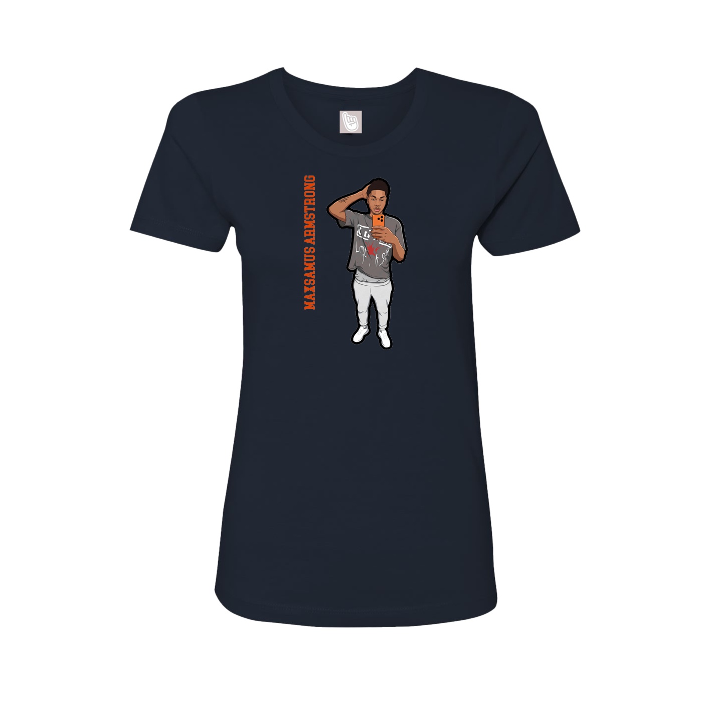 Fitted Women's Tee — Name Vertical in Navy
