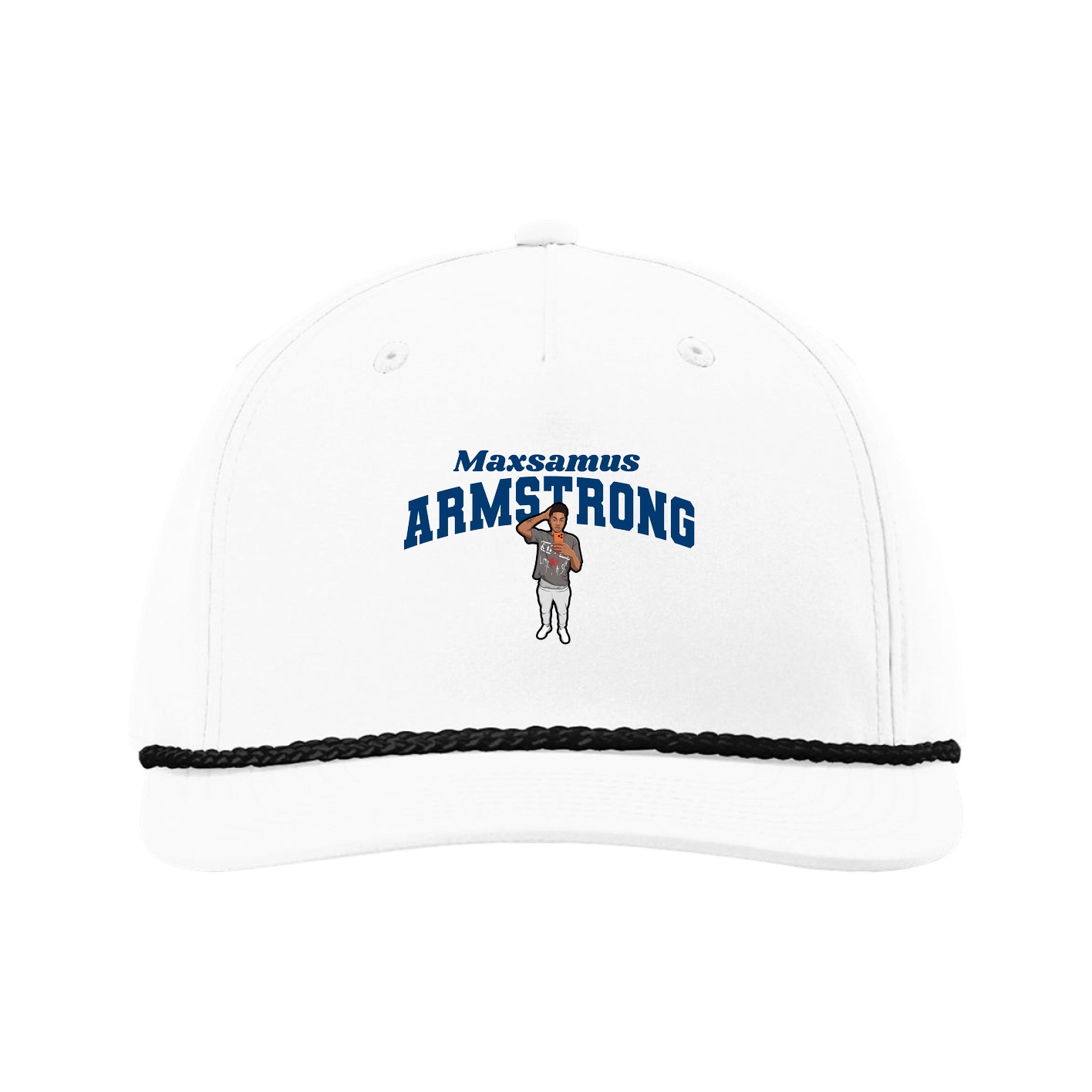Five-Panel Classic Rope Cap — Signature Arch in White