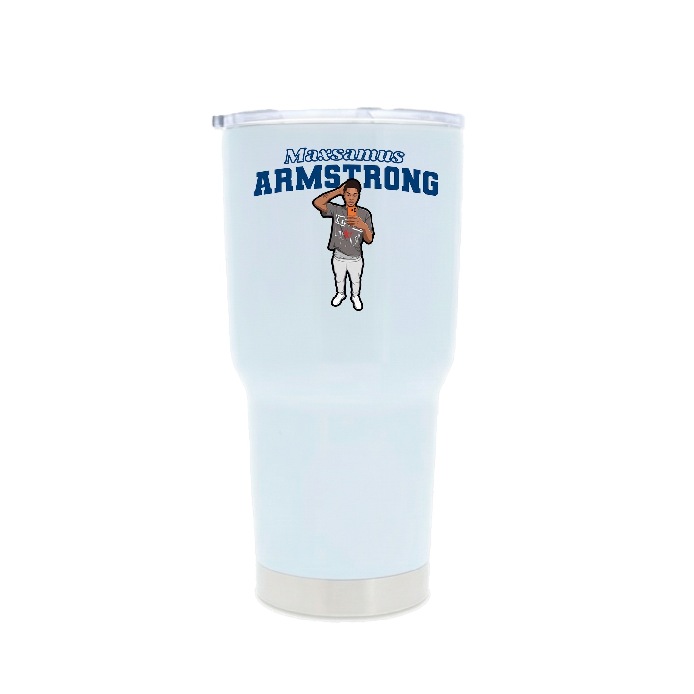 30oz Stainless Steel Tumbler — Name Arch in White