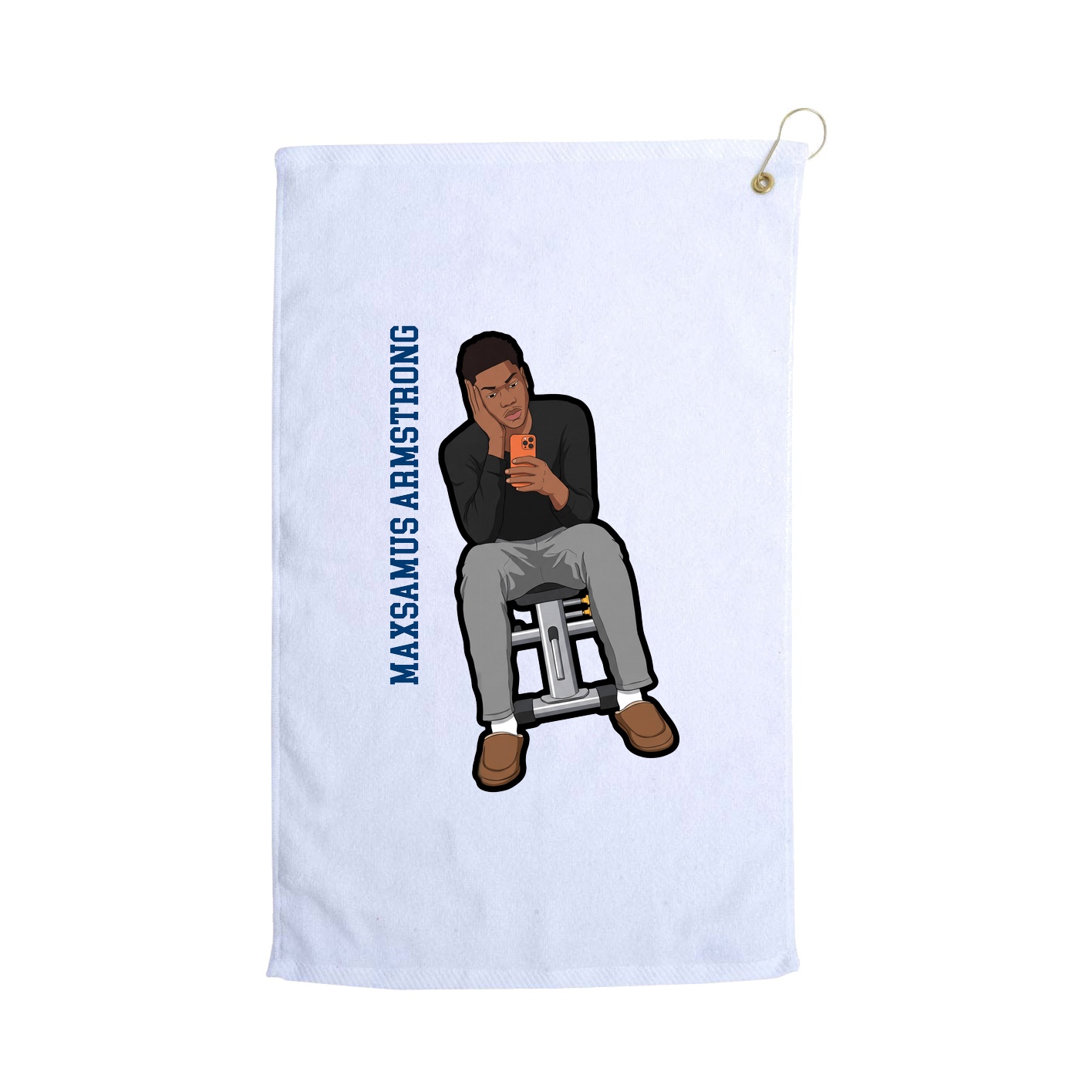 Golf Towel — Name Vertical in White