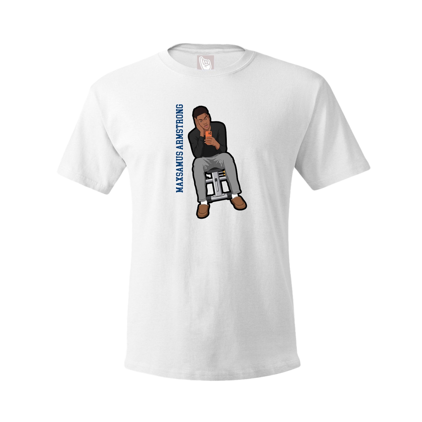 Youth Tee — Name Vertical in White
