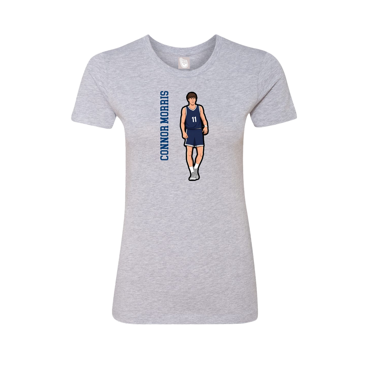Fitted Women's Tee — Name Vertical in Grey