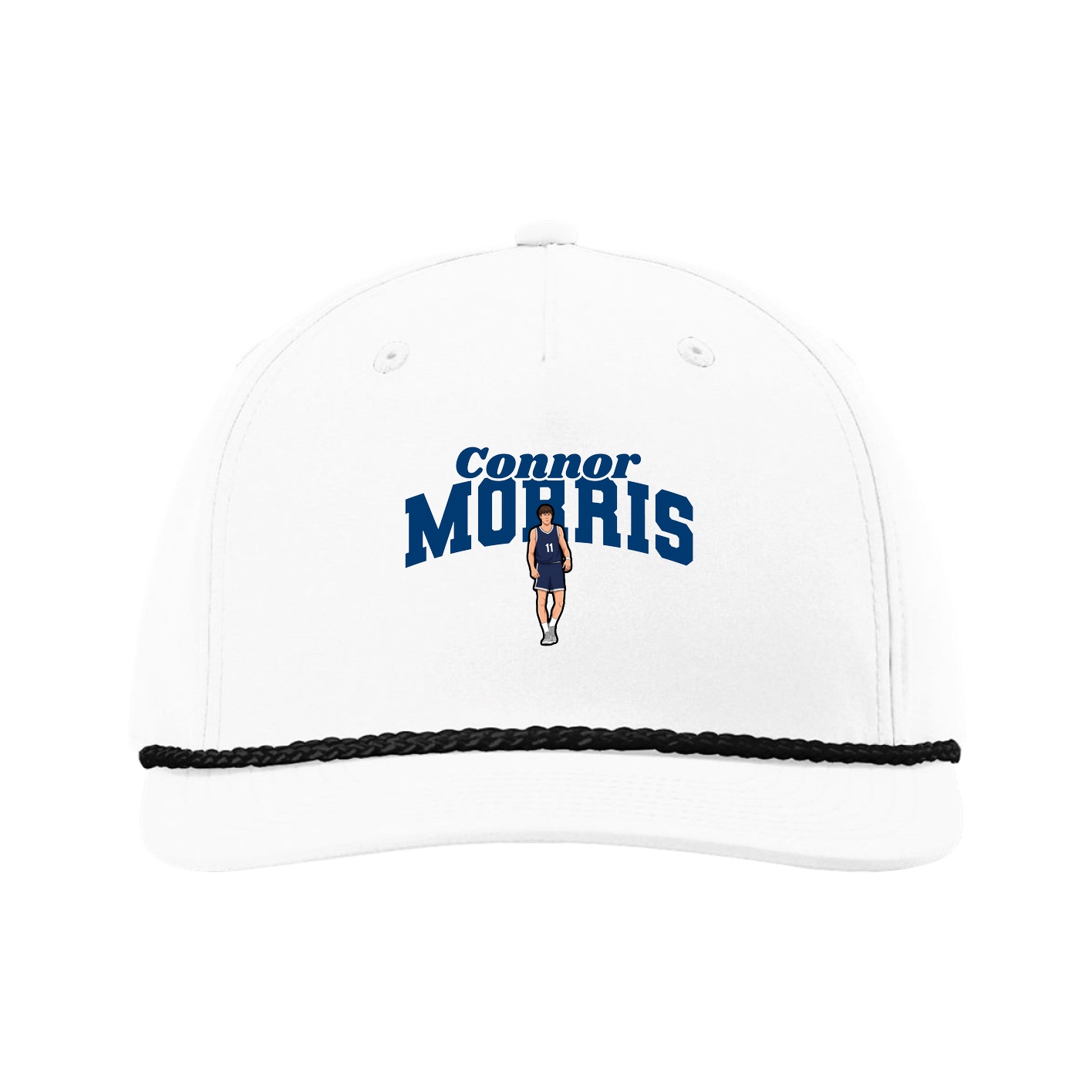 Five-Panel Classic Rope Cap — Signature Arch in White