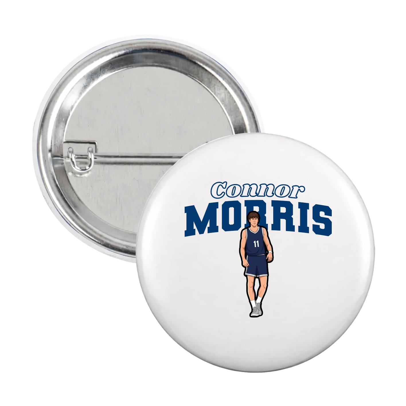 Game Day Button — Name Arch in White
