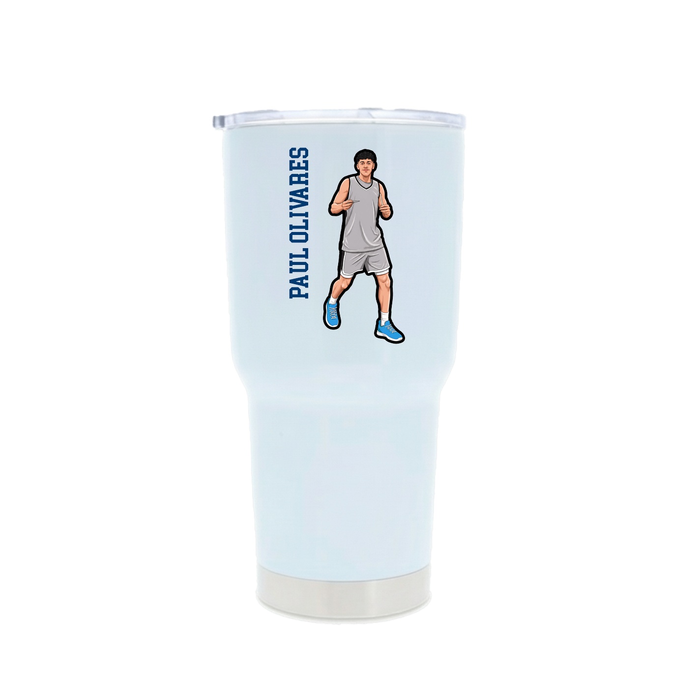 30oz Stainless Steel Tumbler — Name Vertical in White
