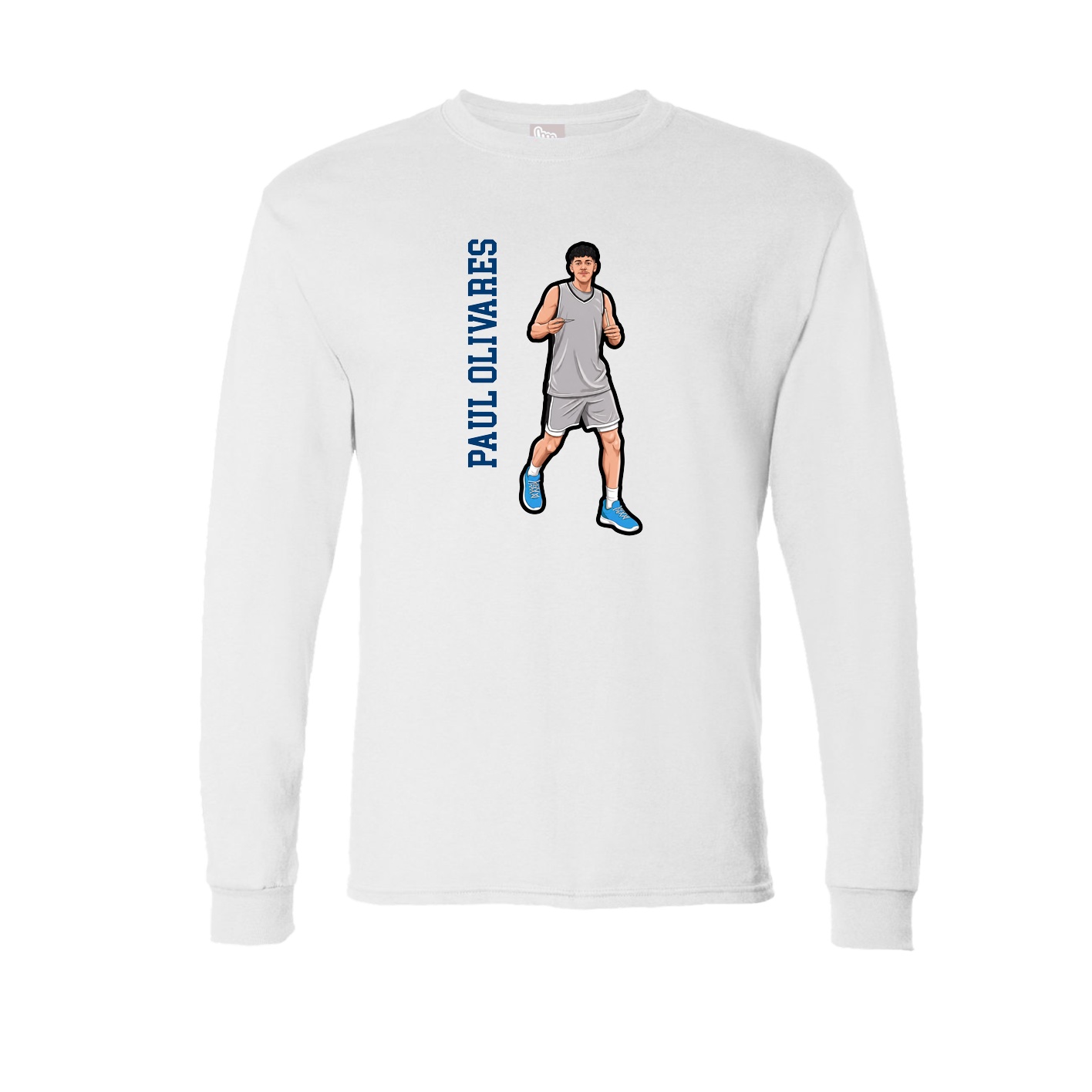 Long Sleeve Tee — Name Vertical in White