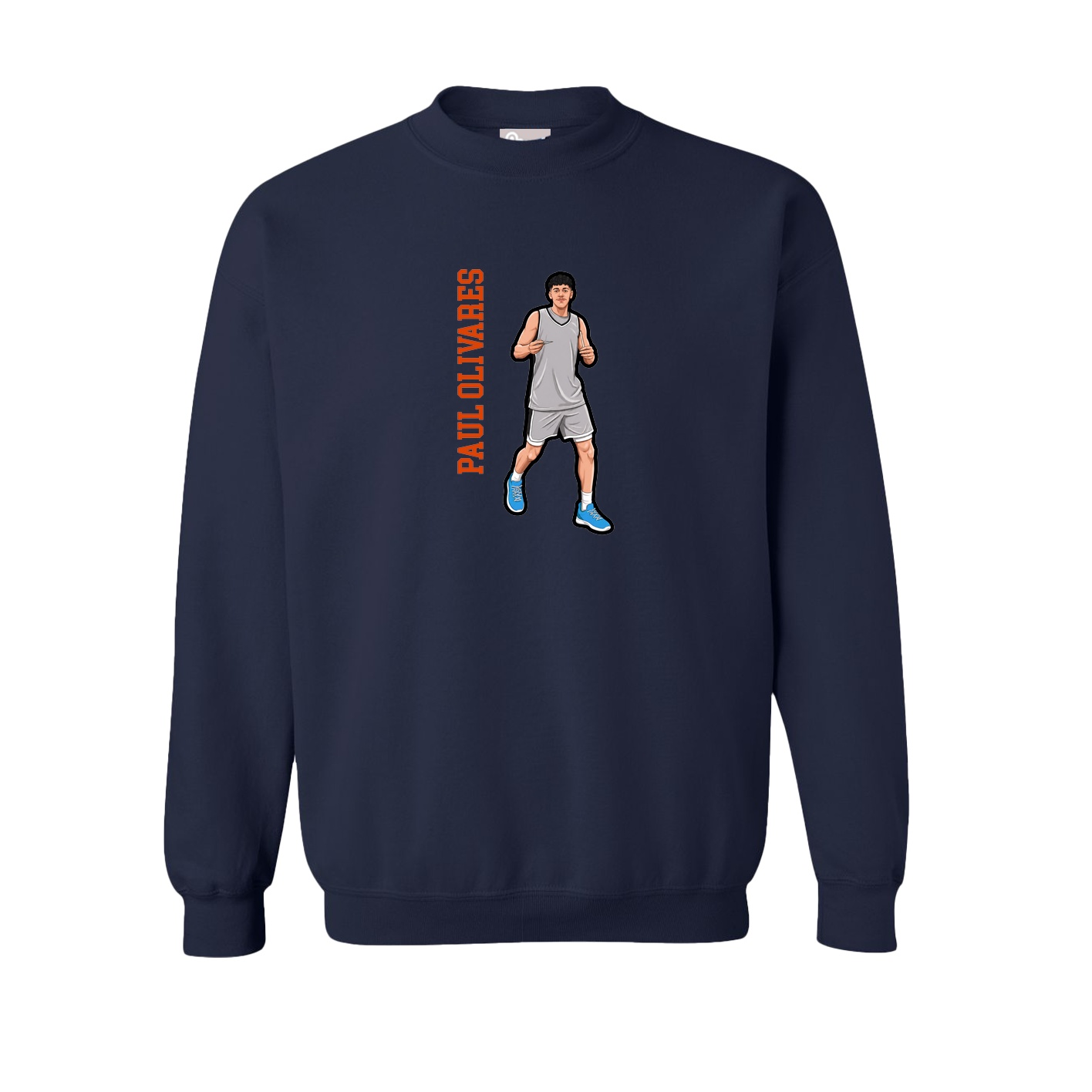 Fleece Crew — Name Vertical in Navy