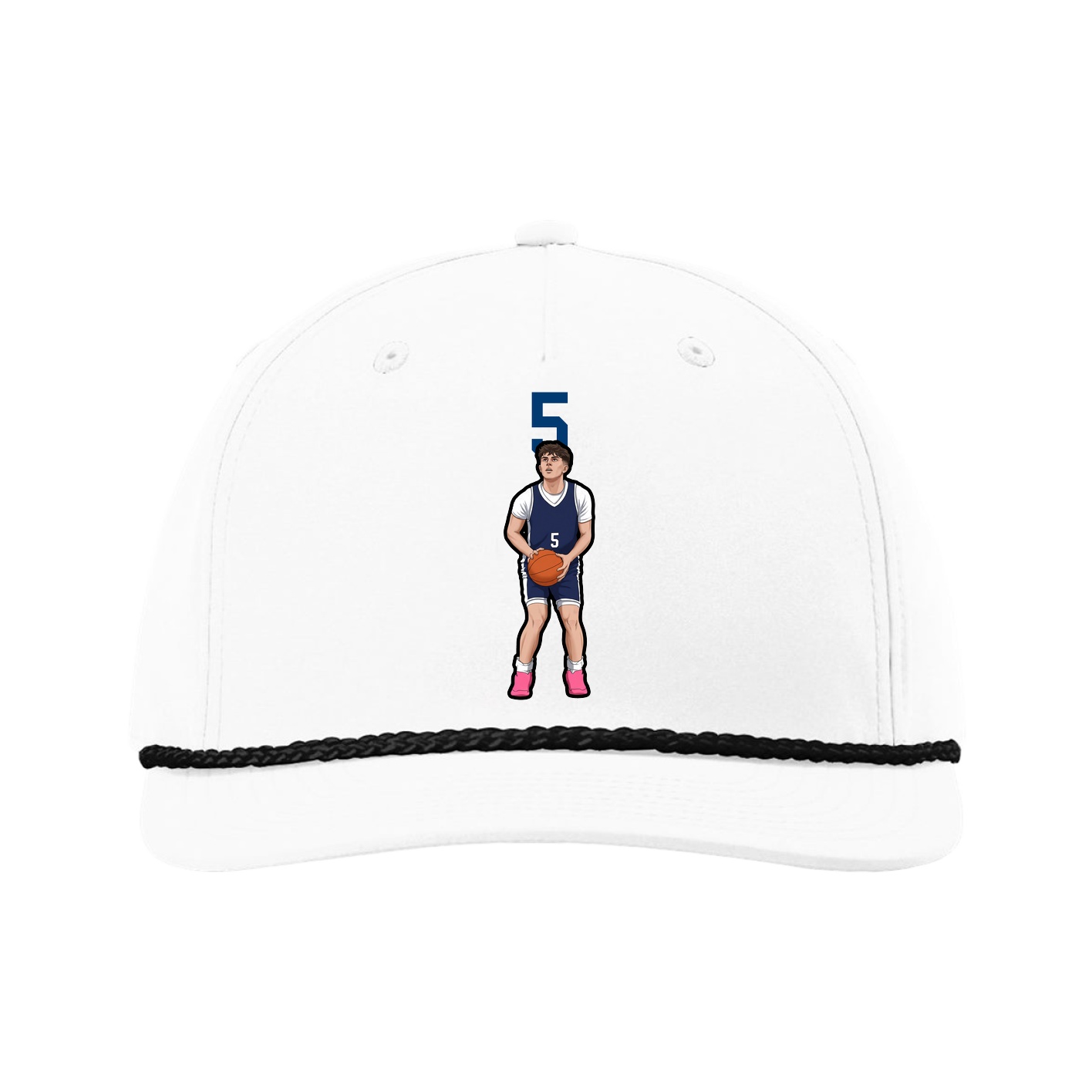 Five-Panel Classic Rope Cap — Number Top in White