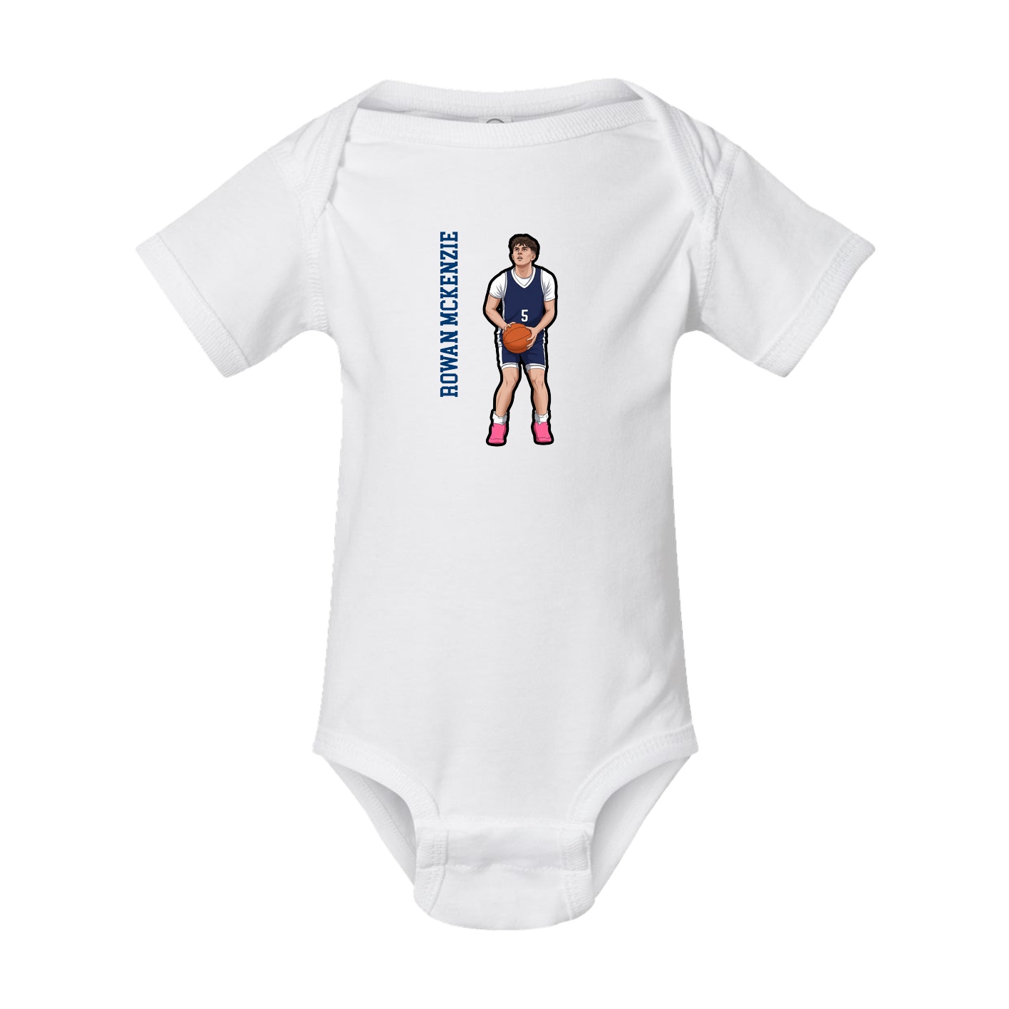 Baby Onesie — Name Vertical in White