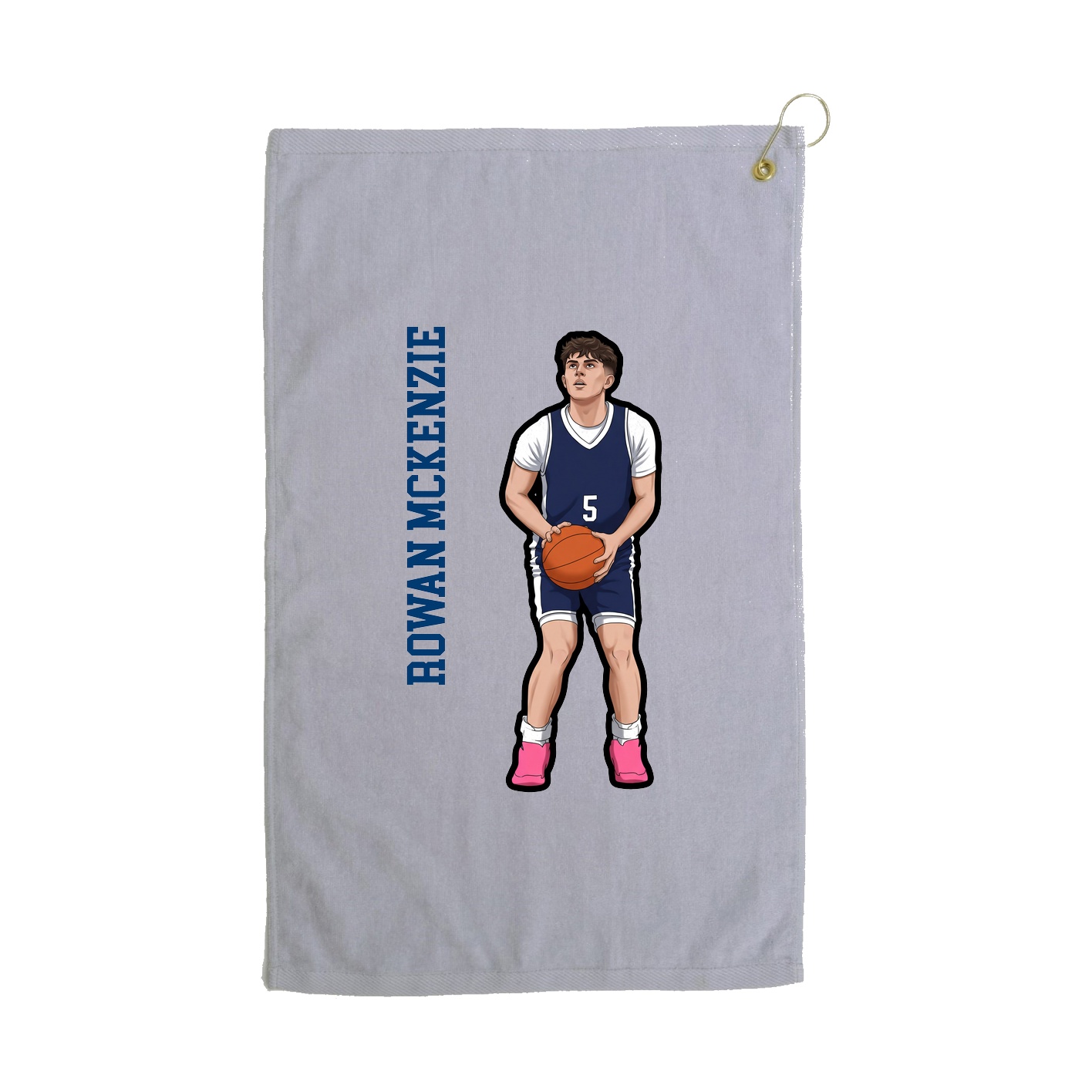 Golf Towel — Name Vertical in Grey