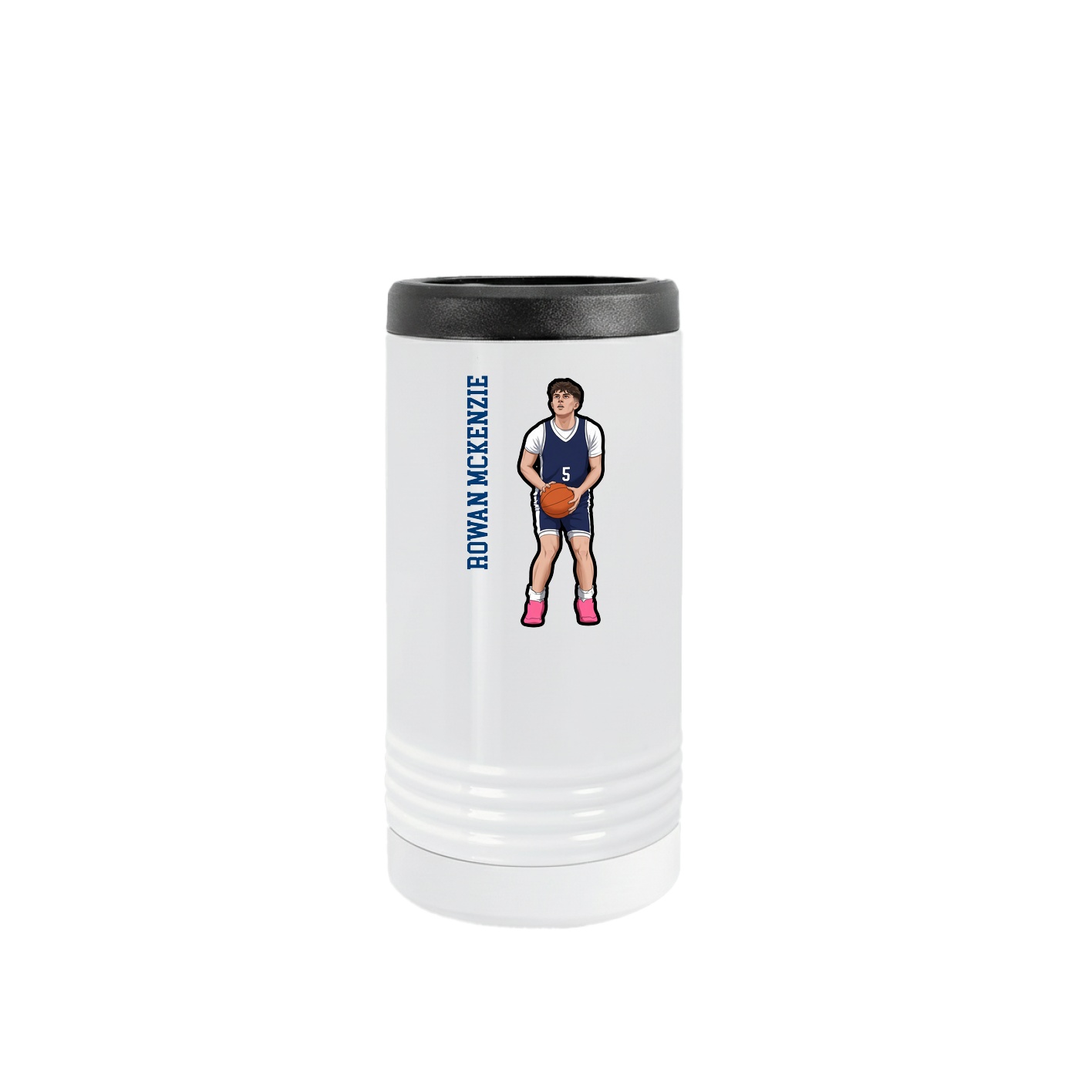 Slim Beverage Holder — Name Vertical in White