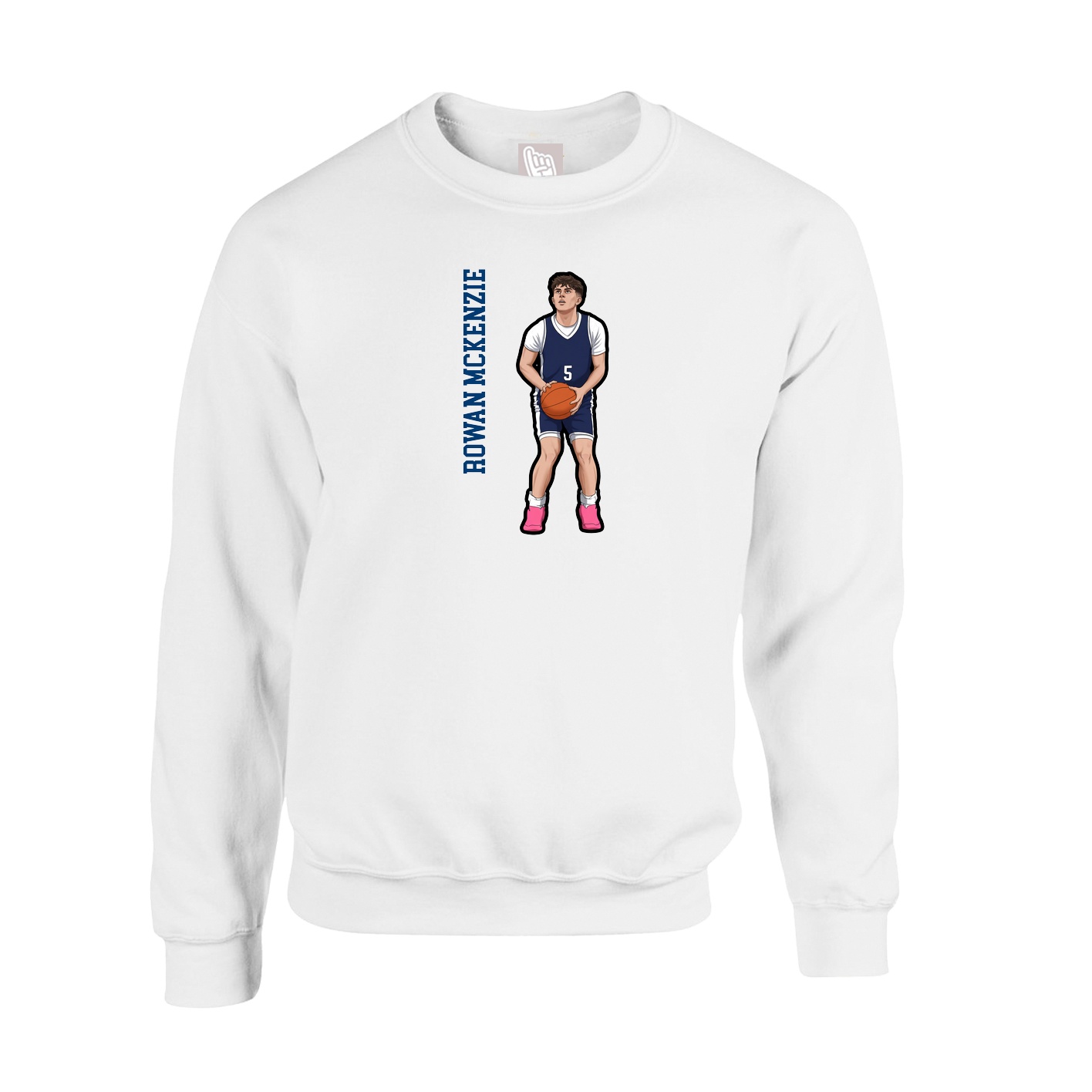 Fleece Crew — Name Vertical in White