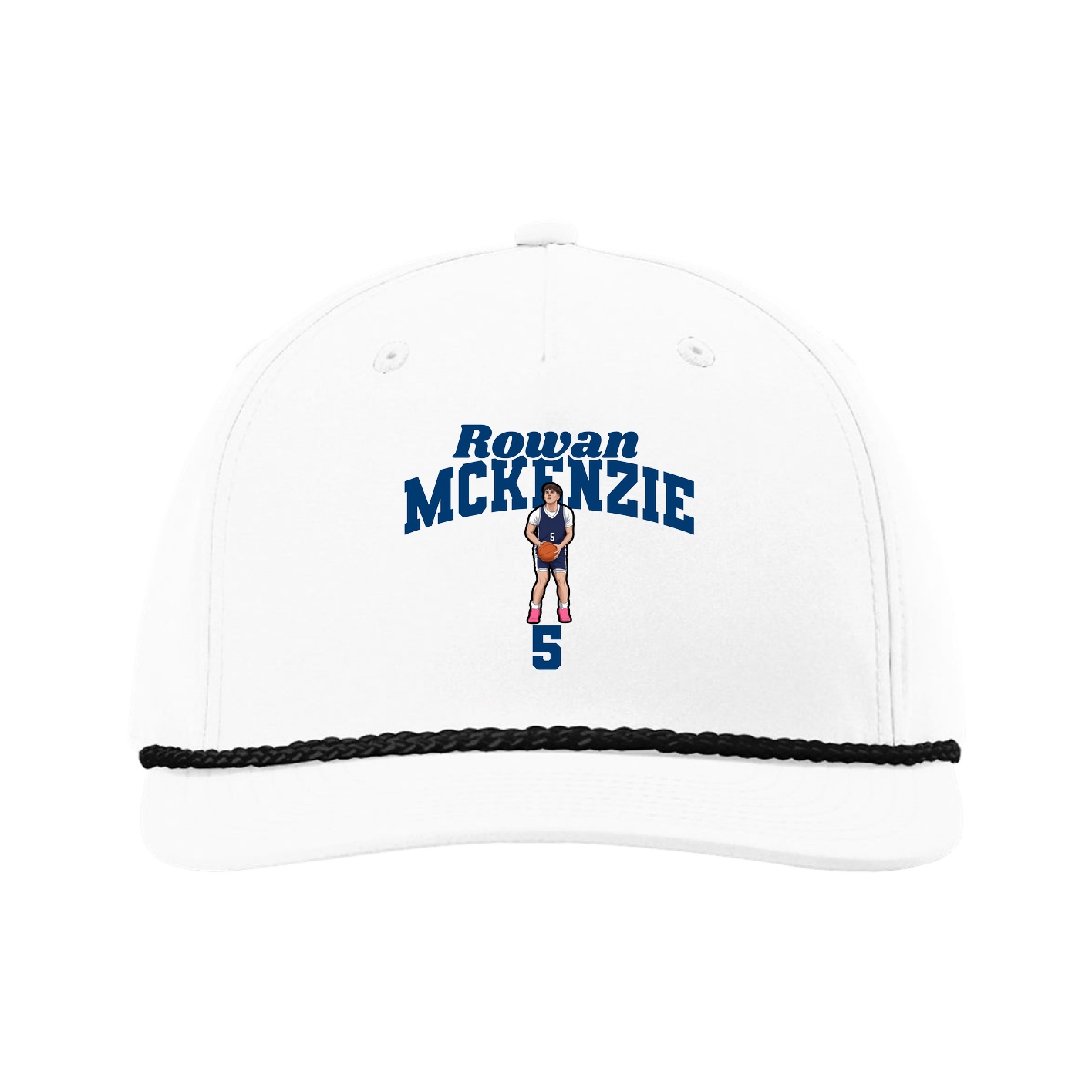 Five-Panel Classic Rope Cap — Signature Arch in White