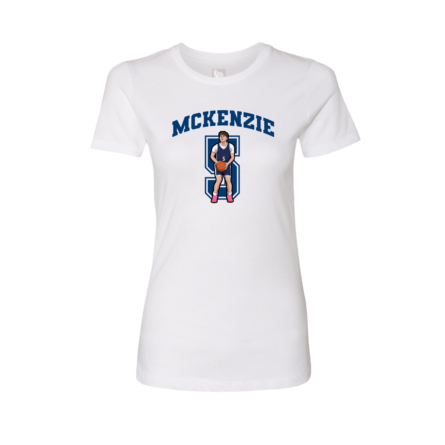 Fitted Women's Tee — Number in White