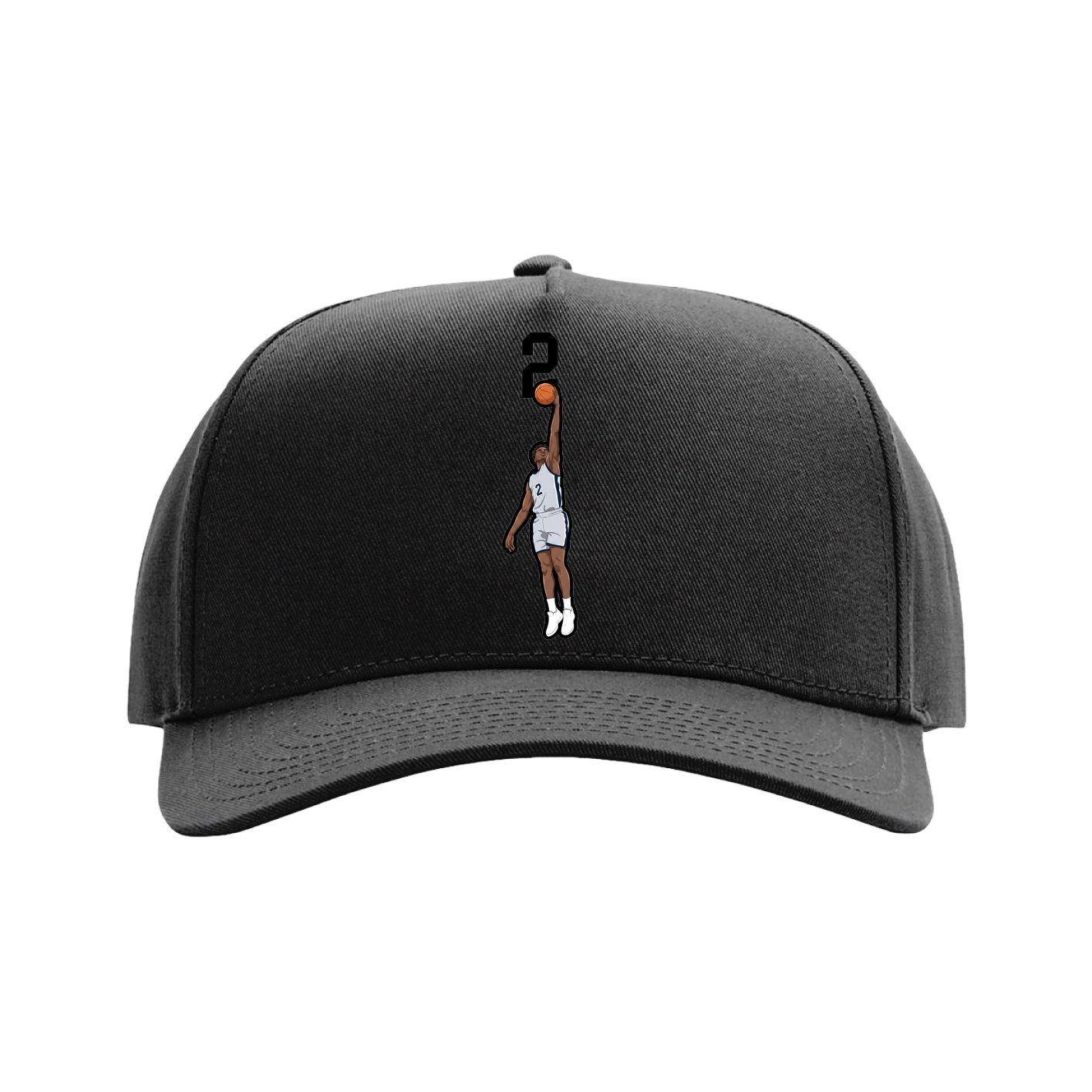 Full Fabric Five-Panel Champ Cap — Number Top in Black
