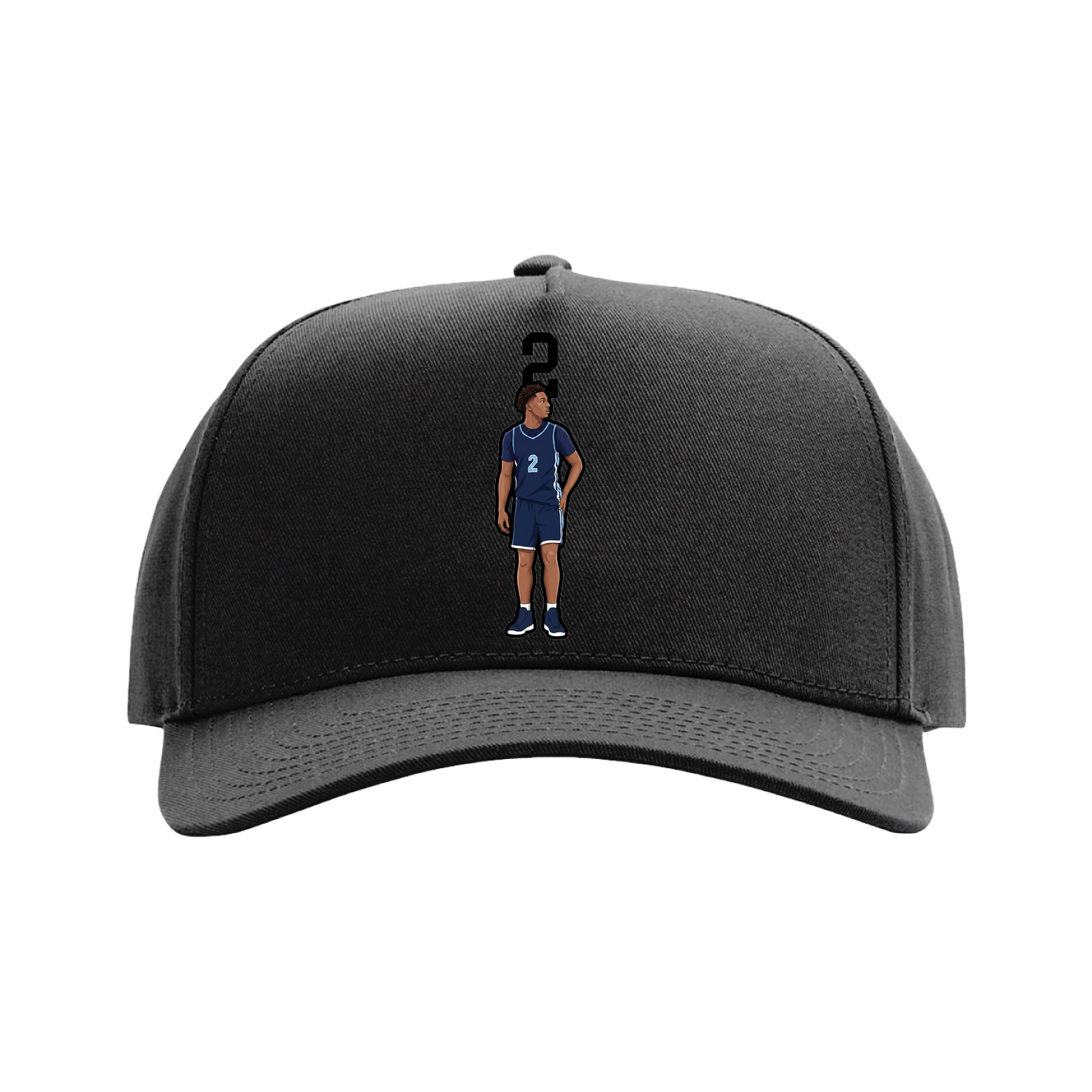 Full Fabric Five-Panel Champ Cap — Number Top in Black