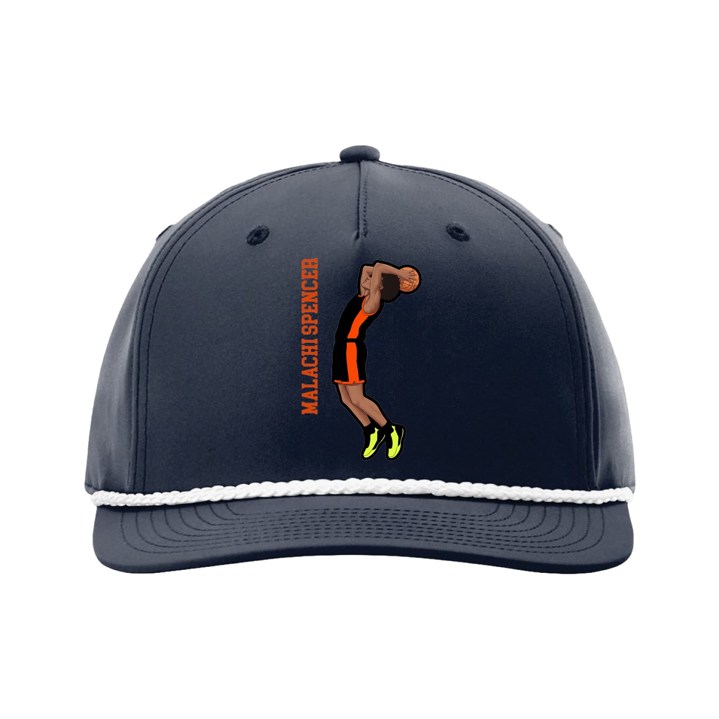 Five-Panel Classic Rope Cap — Name Vertical in Navy