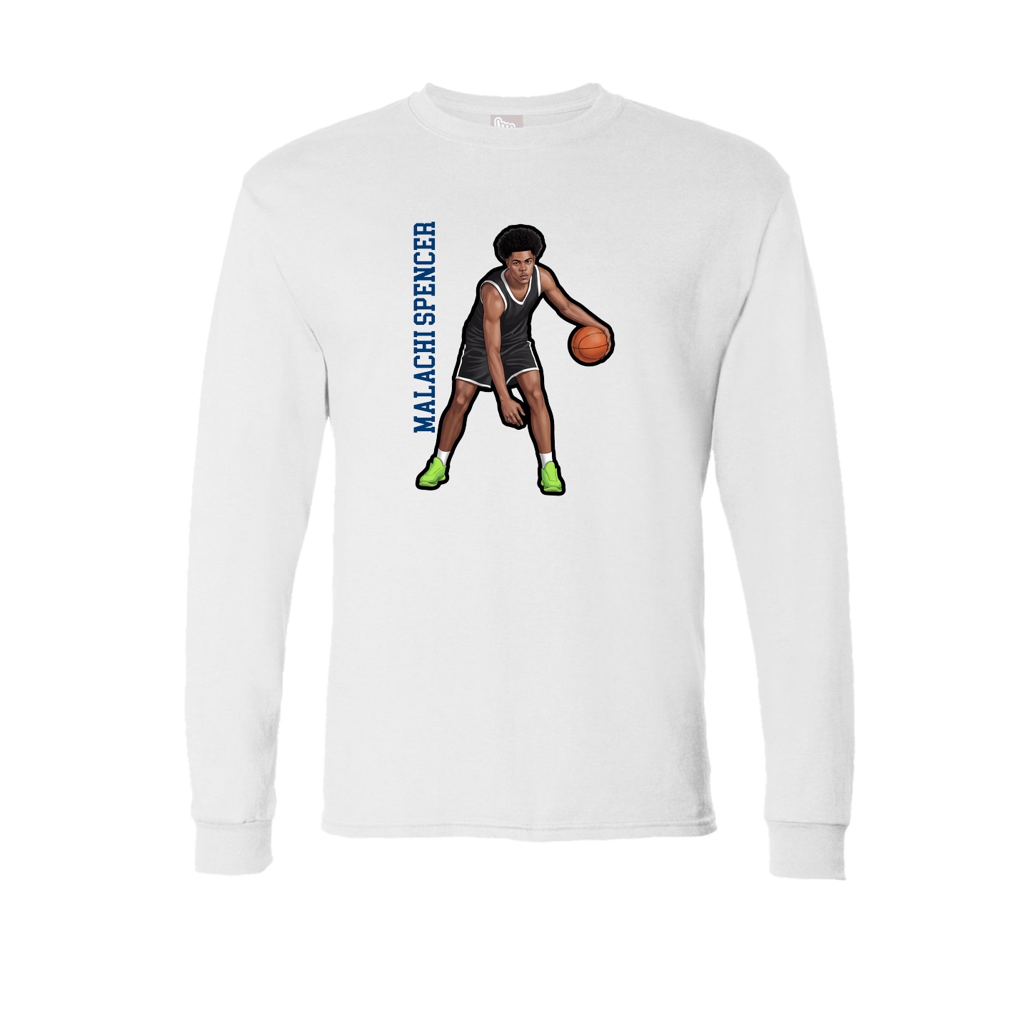 Long Sleeve Tee — Name Vertical in White
