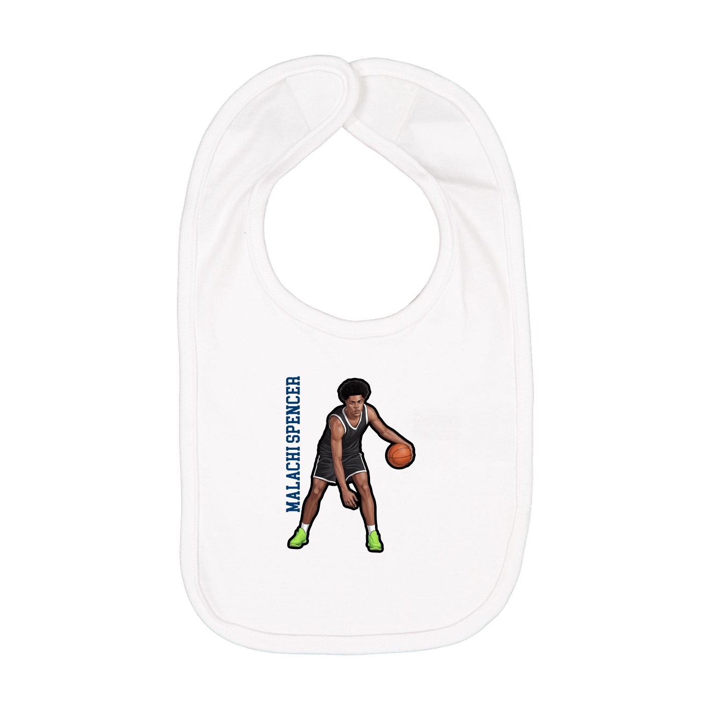 Infant Bib — Name Vertical in White