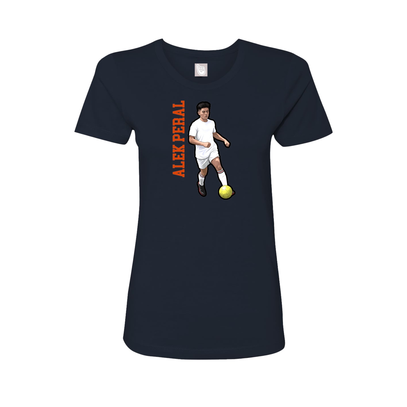 Fitted Women's Tee — Name Vertical in Navy