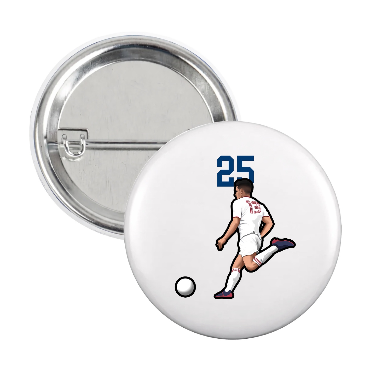 Game Day Button — Number Top in White